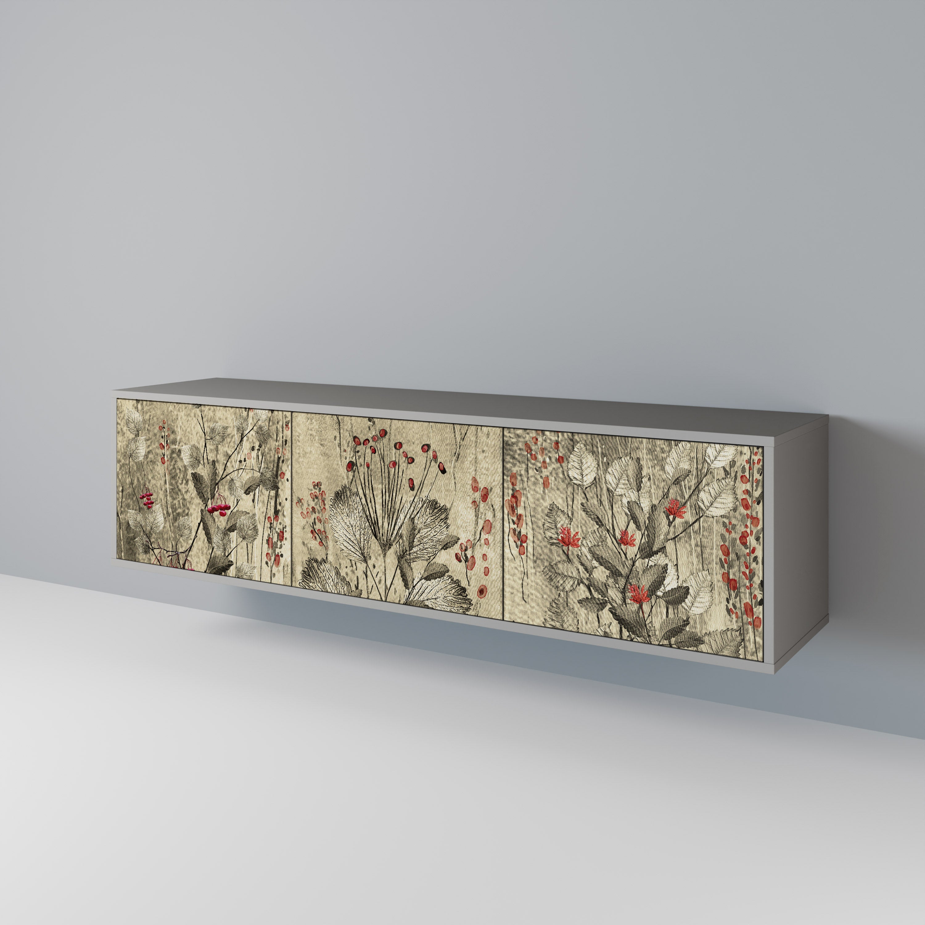Mueble de TV de 3 puertas HERBAL GRACE en acabado gris