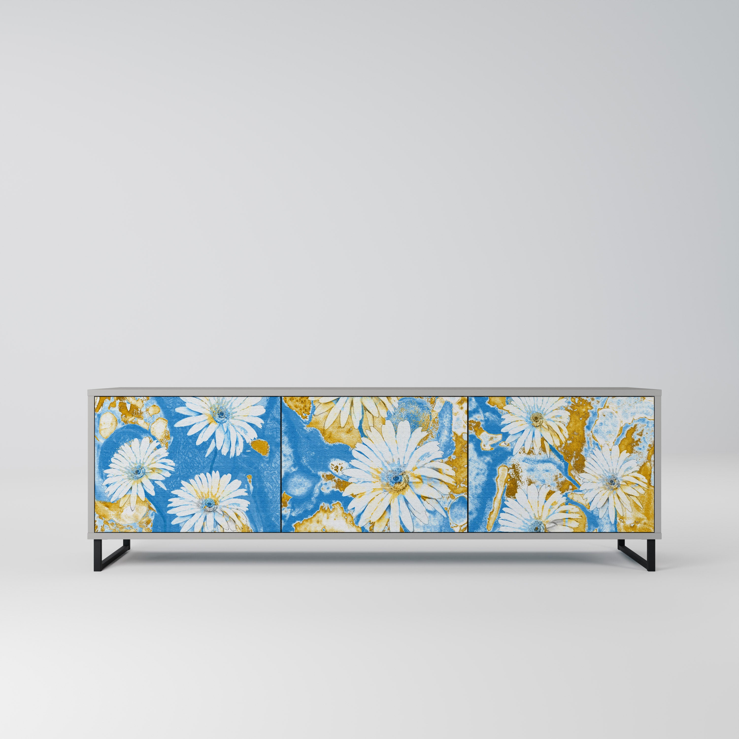 Mueble de TV DAISY LUXE de 3 puertas en acabado gris