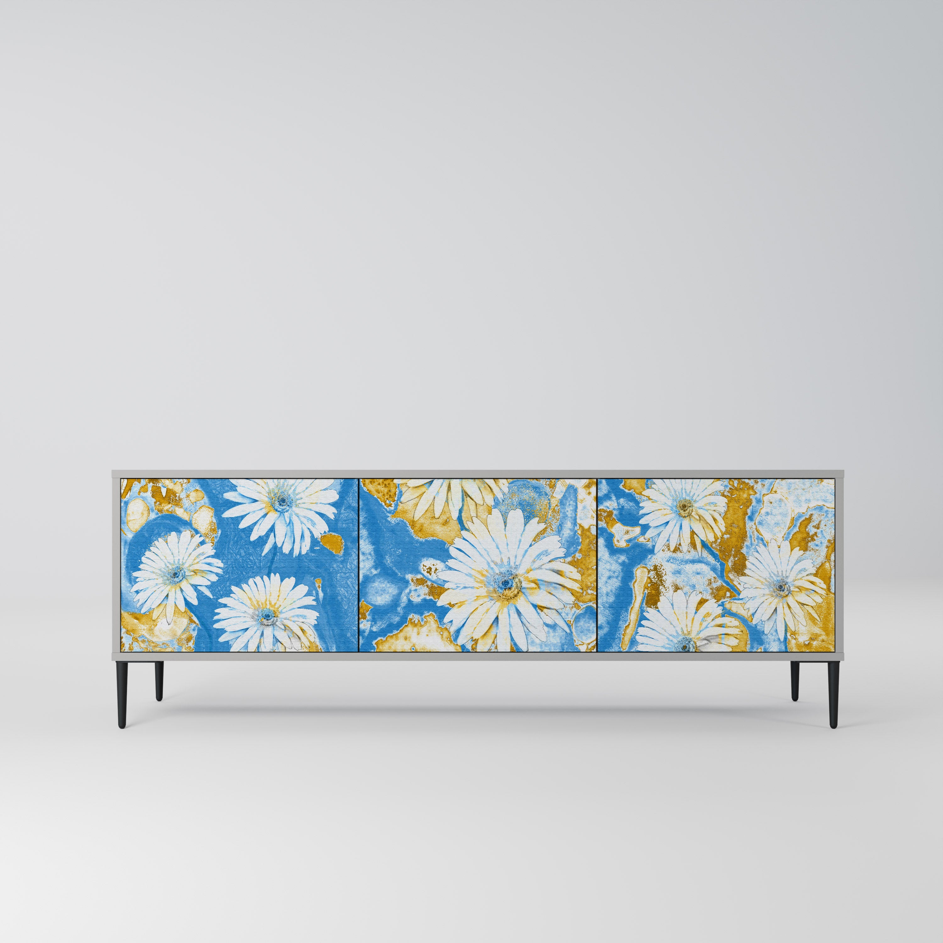 Mueble de TV DAISY LUXE de 3 puertas en acabado gris