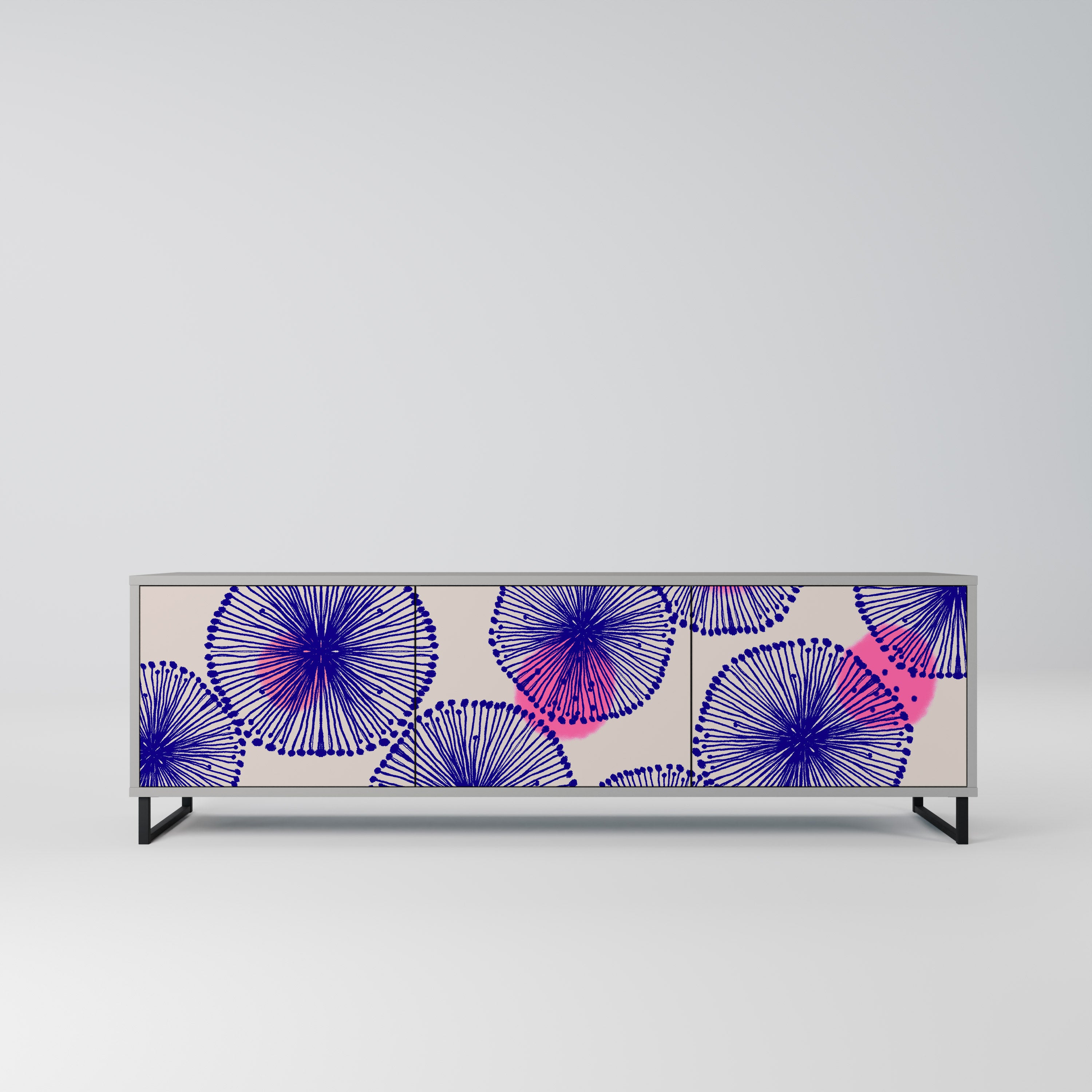 Mueble de TV MAGIC NATURE de 3 puertas en acabado gris