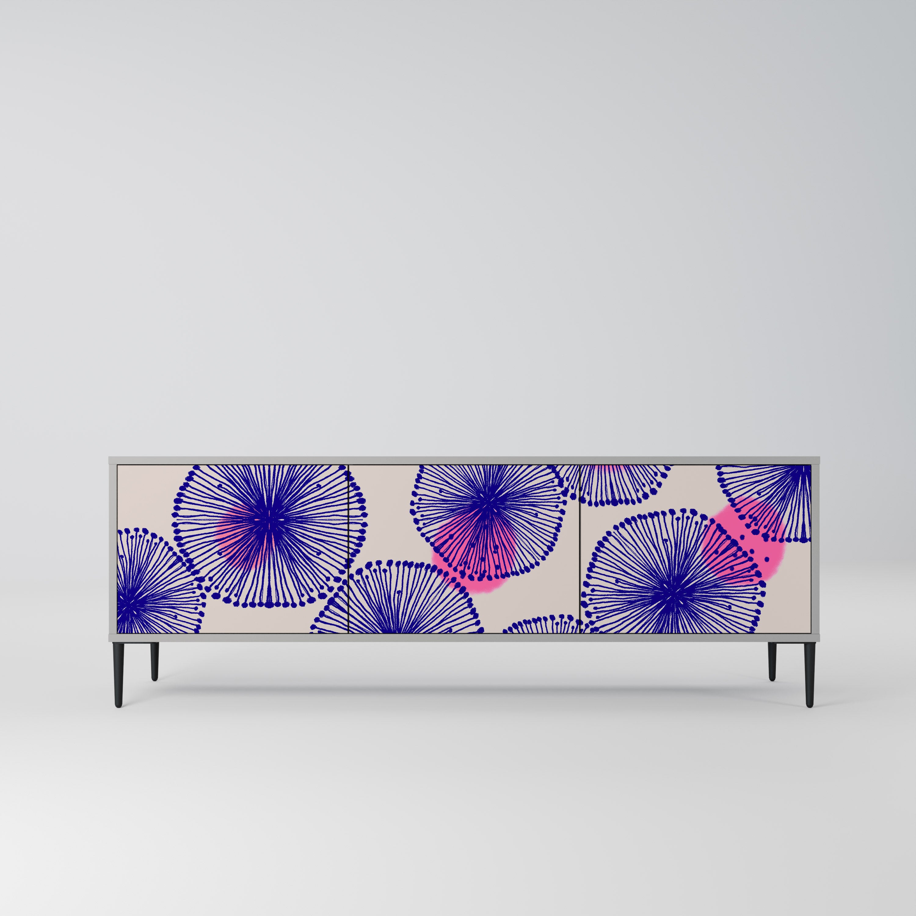 Mueble de TV MAGIC NATURE de 3 puertas en acabado gris
