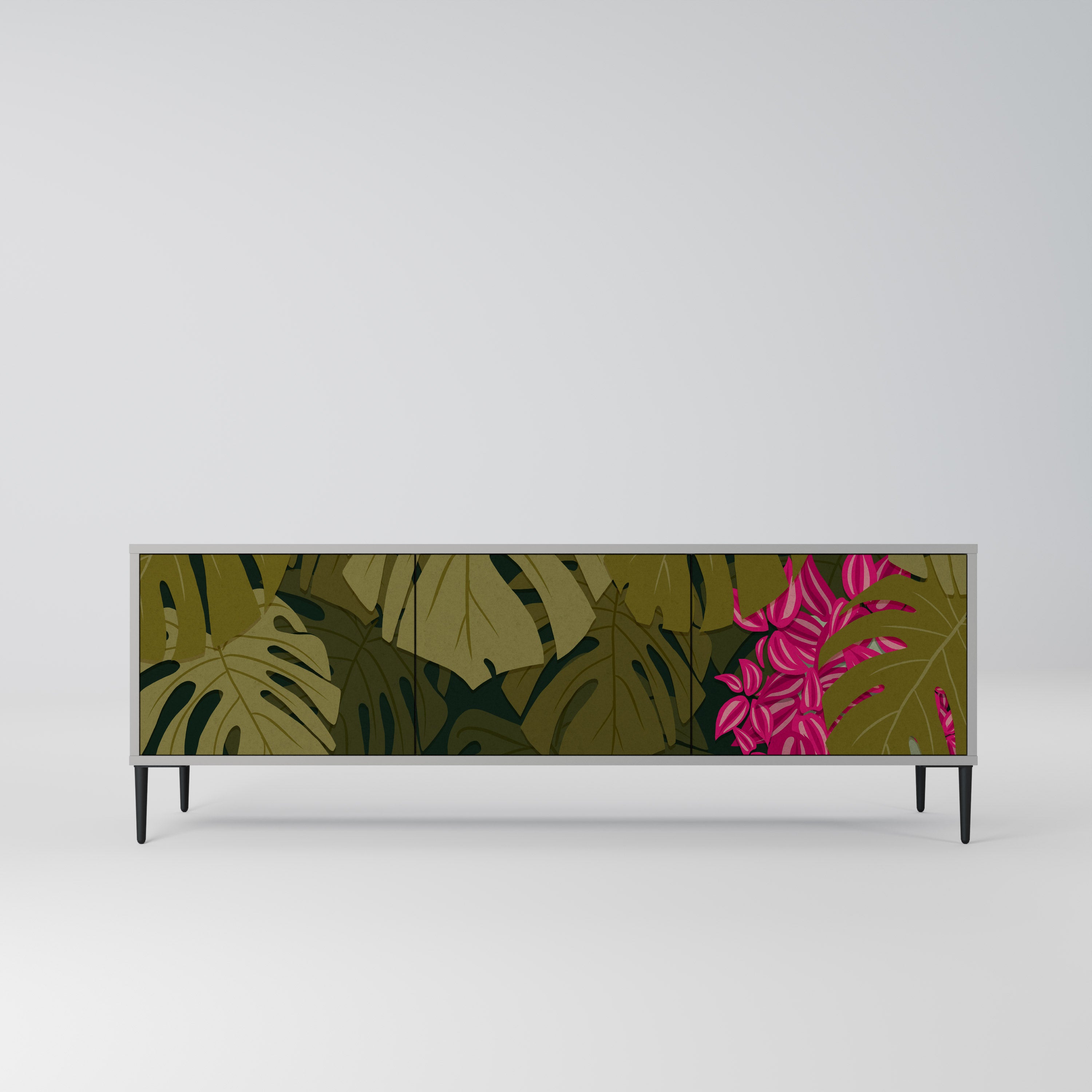 Mueble de TV de 3 puertas TROPICAL BEAUTY en acabado gris