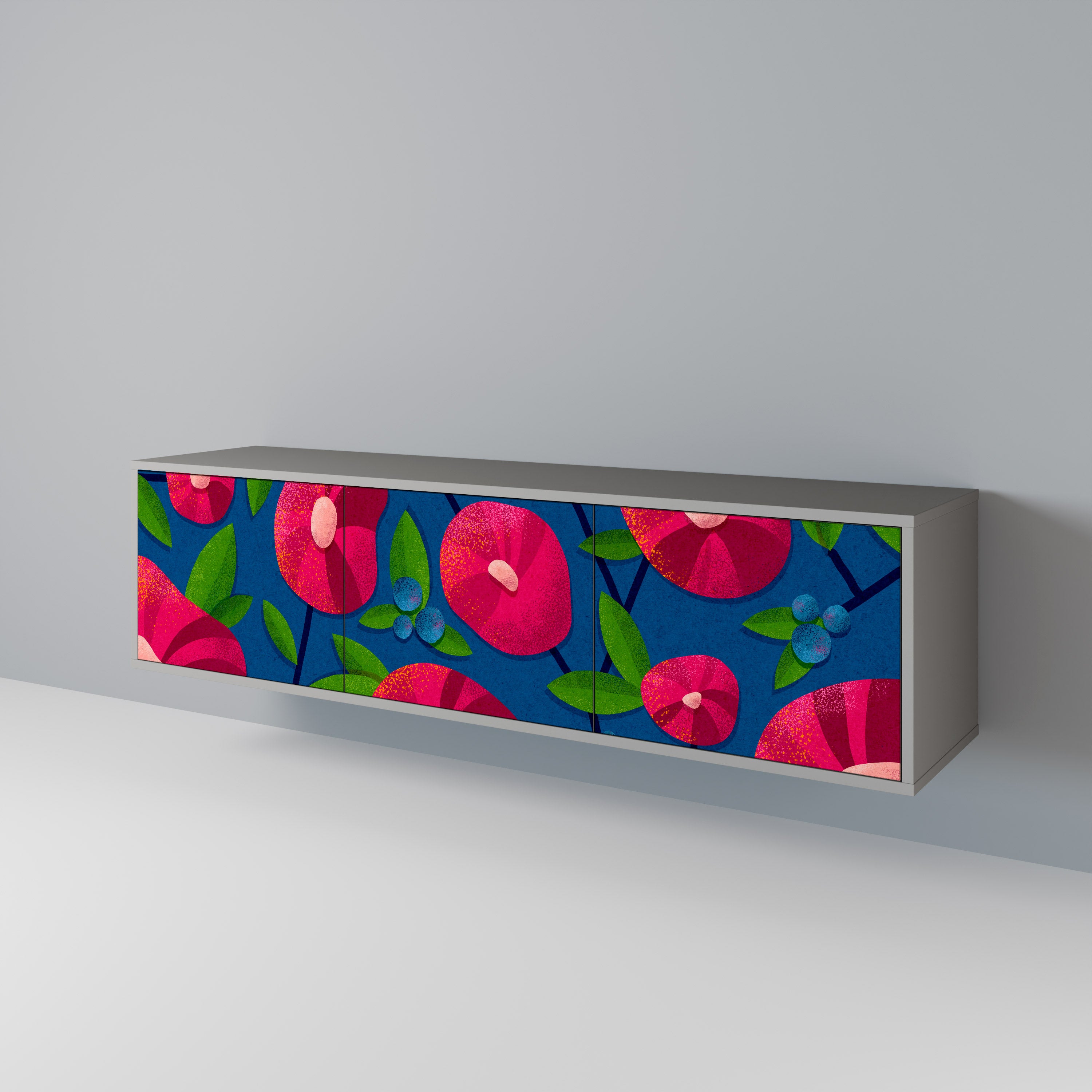 Mueble de TV de 3 puertas SPRING THOUGHTS en acabado gris