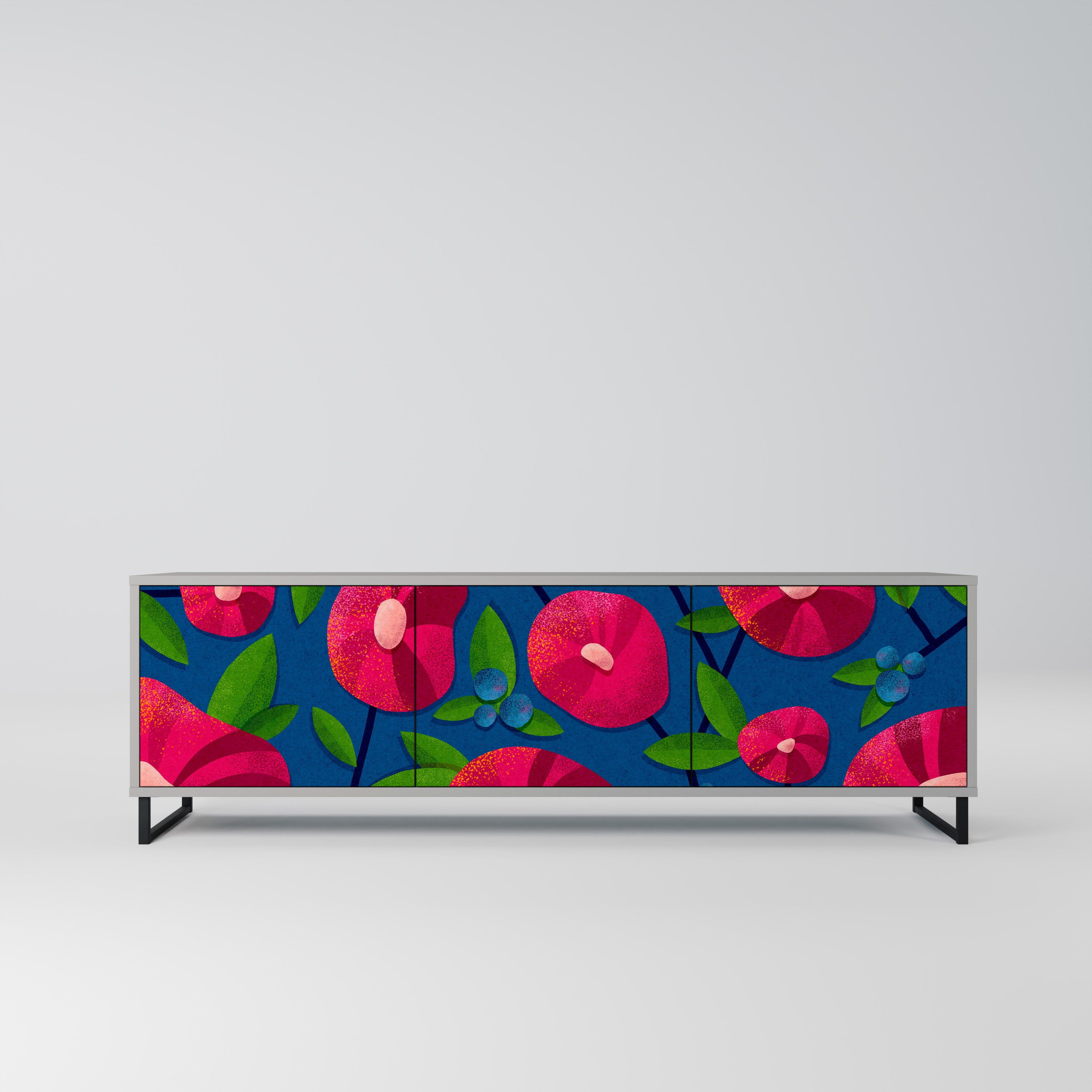 Mueble de TV de 3 puertas SPRING THOUGHTS en acabado gris