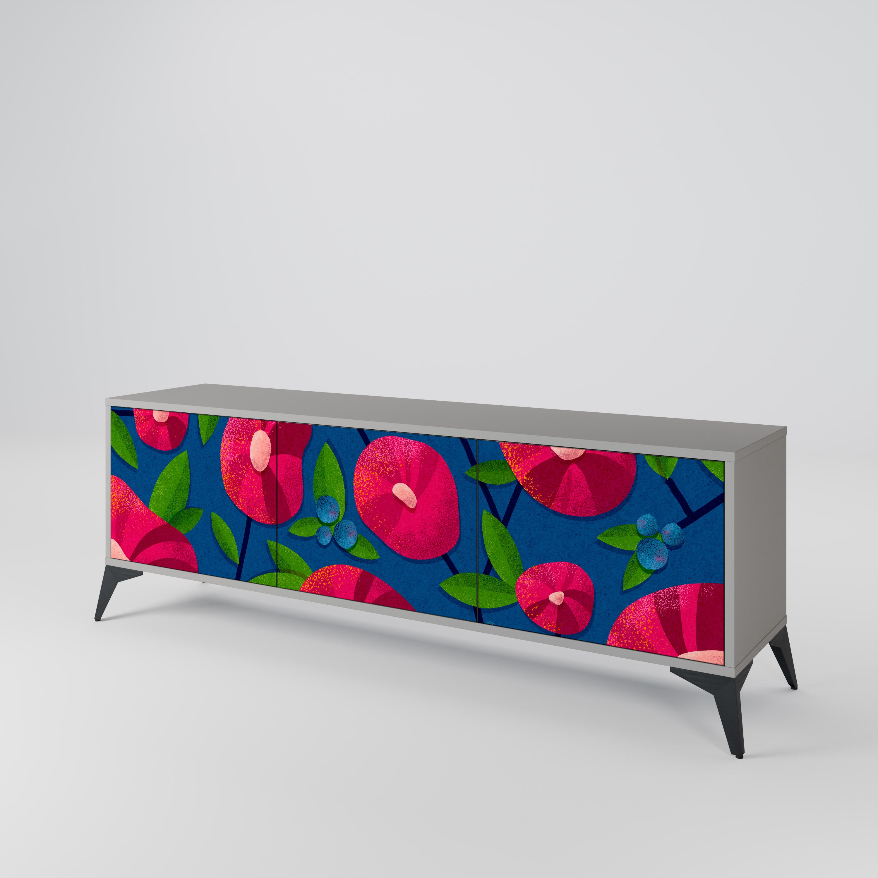 Mueble de TV de 3 puertas SPRING THOUGHTS en acabado gris