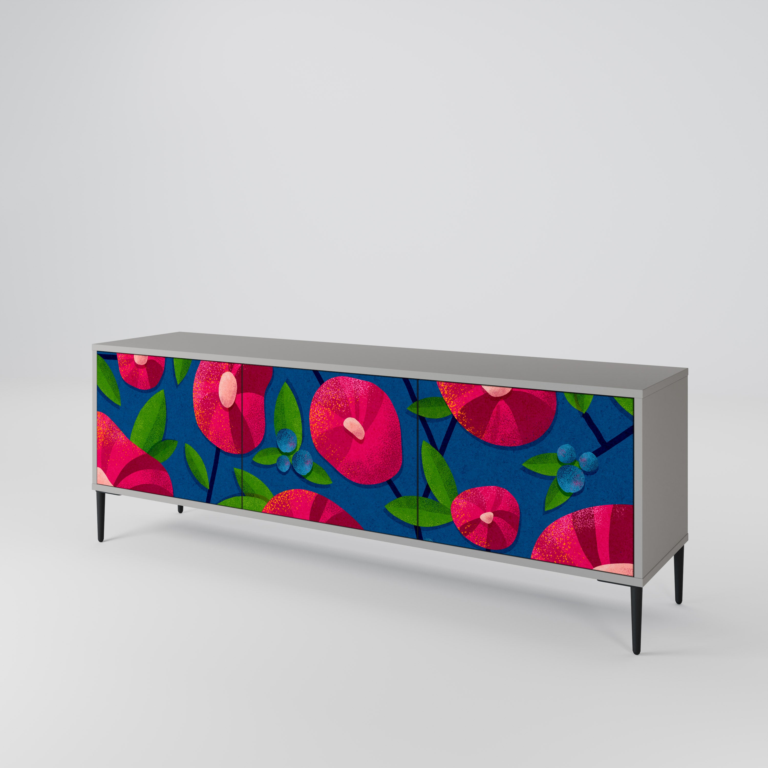 Mueble de TV de 3 puertas SPRING THOUGHTS en acabado gris