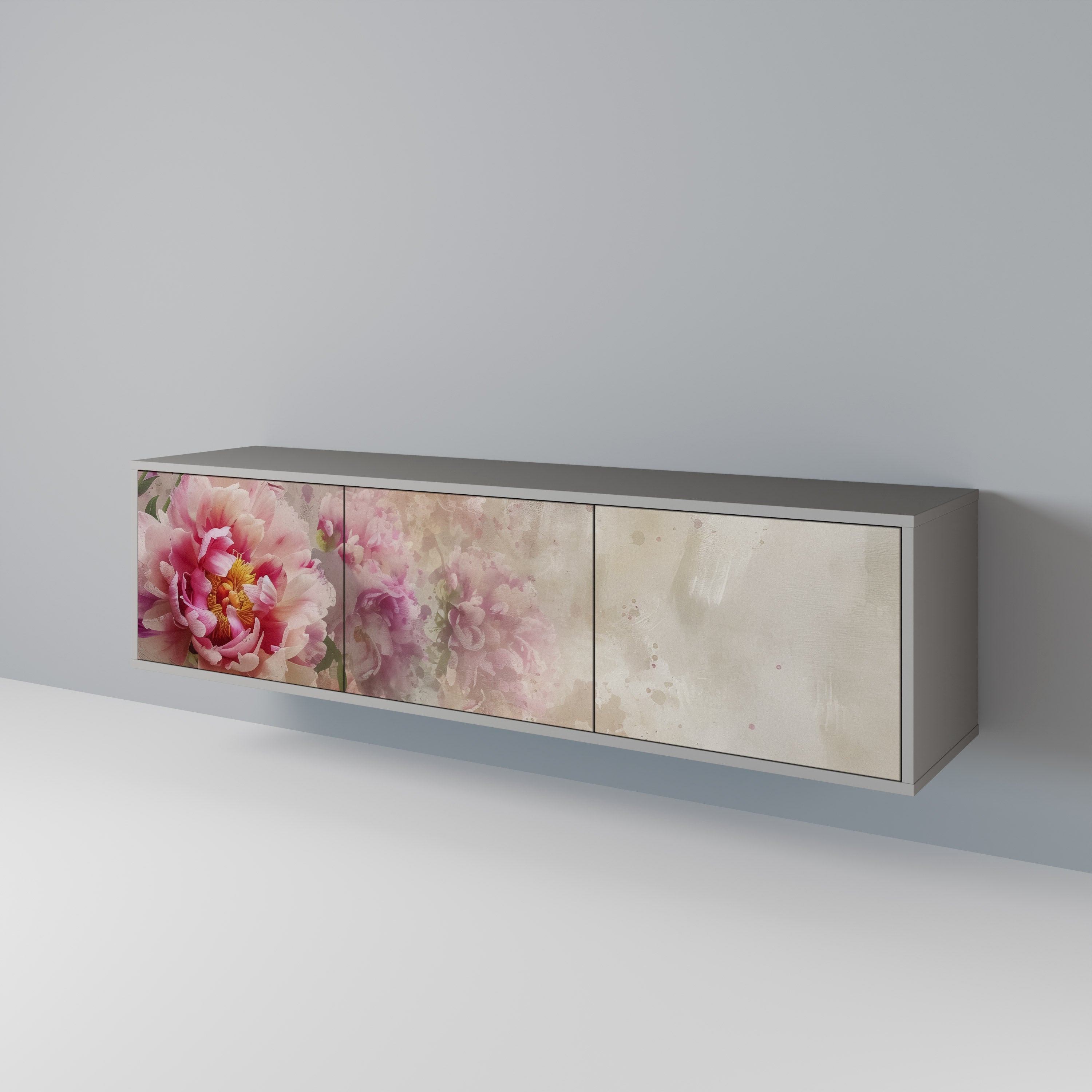 Mueble de TV PEONY WHISPER de 3 puertas en acabado gris