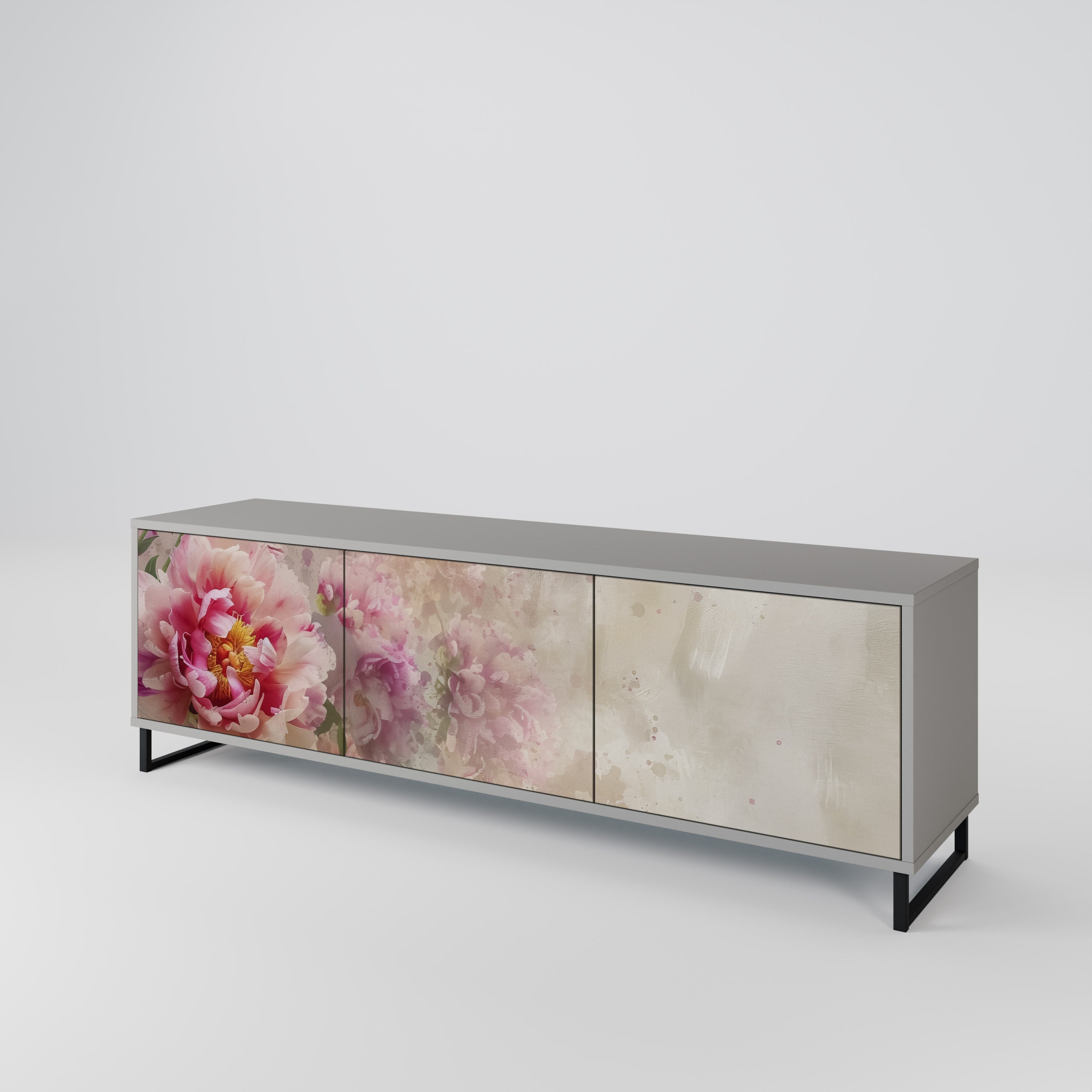 Mueble de TV PEONY WHISPER de 3 puertas en acabado gris