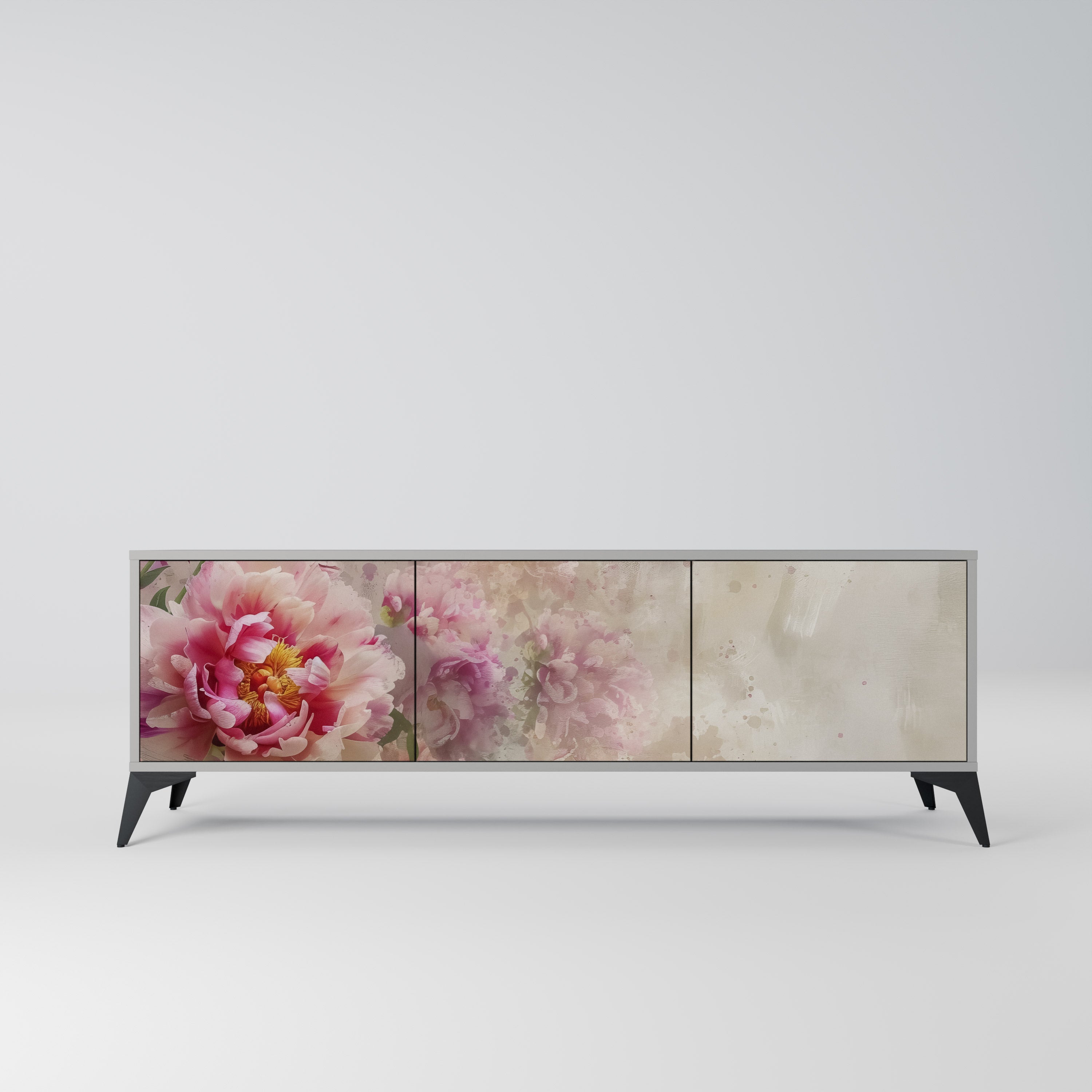 Mueble de TV PEONY WHISPER de 3 puertas en acabado gris