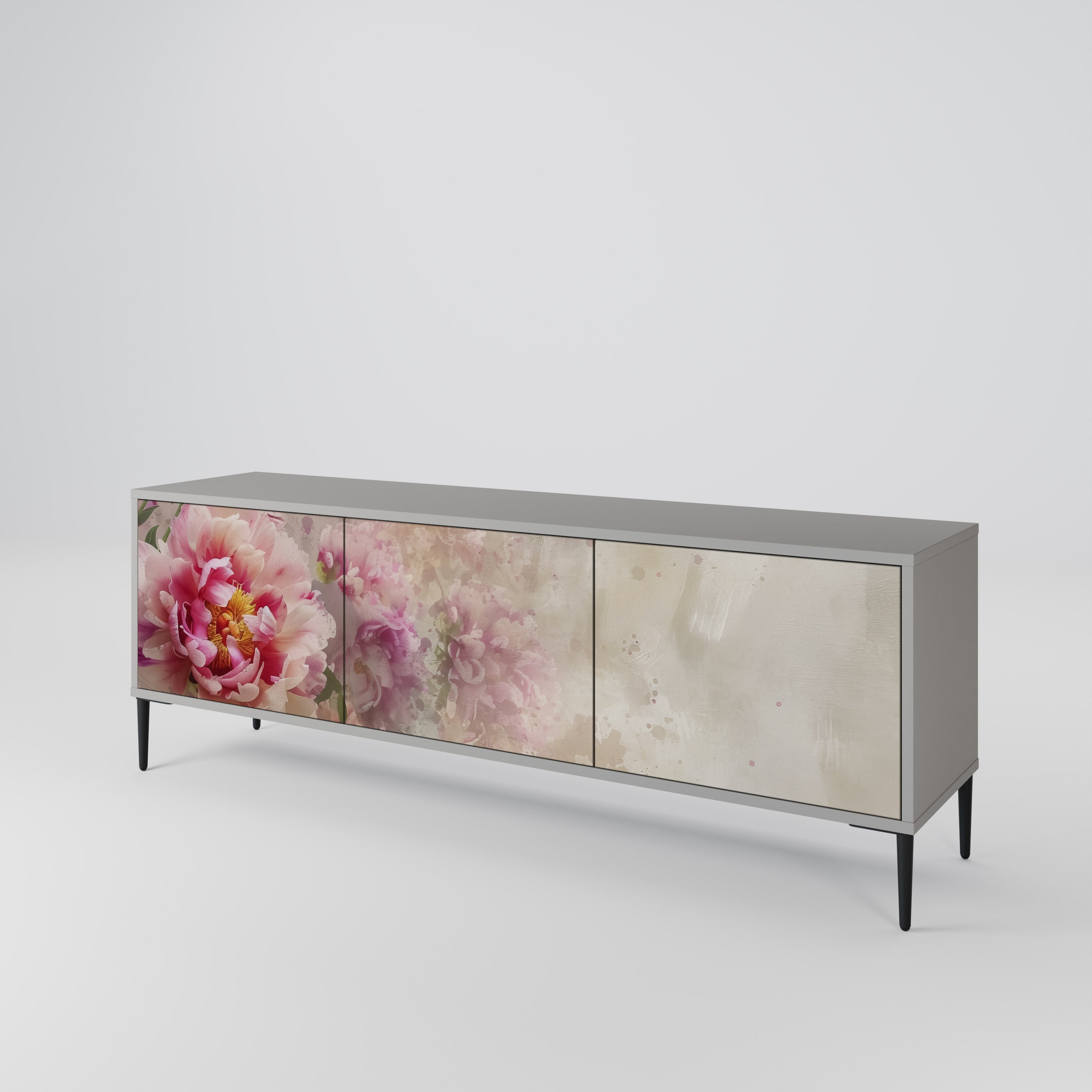 Mueble de TV PEONY WHISPER de 3 puertas en acabado gris