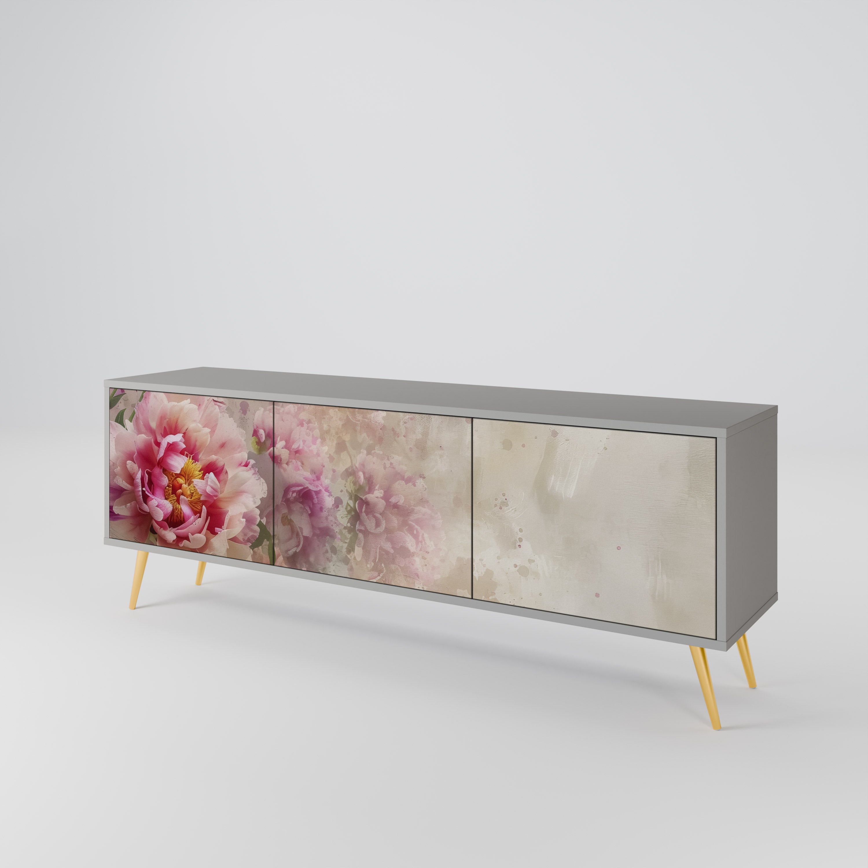 Mueble de TV PEONY WHISPER de 3 puertas en acabado gris