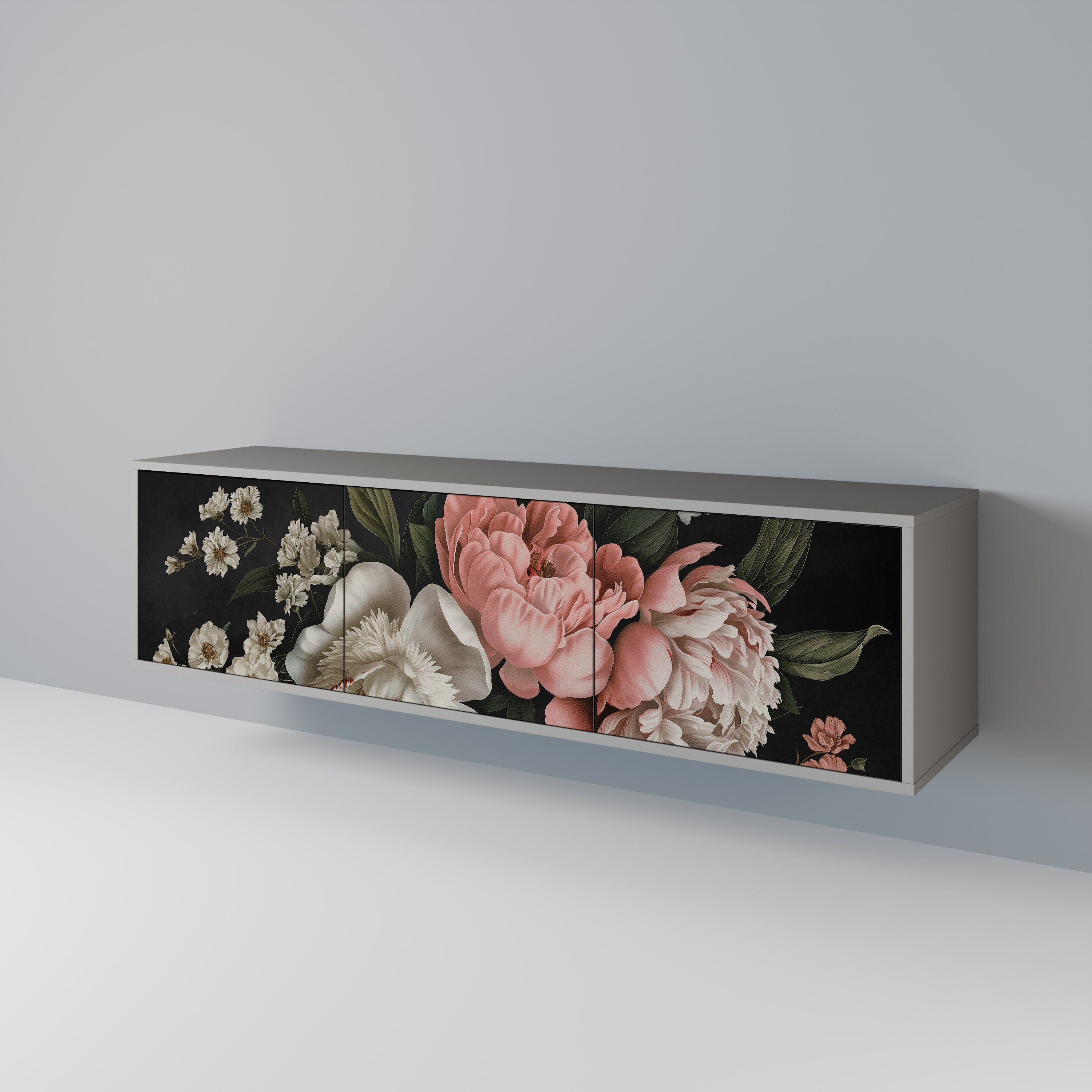 Mueble de TV de 3 puertas LUSH ELEGANCE en acabado gris