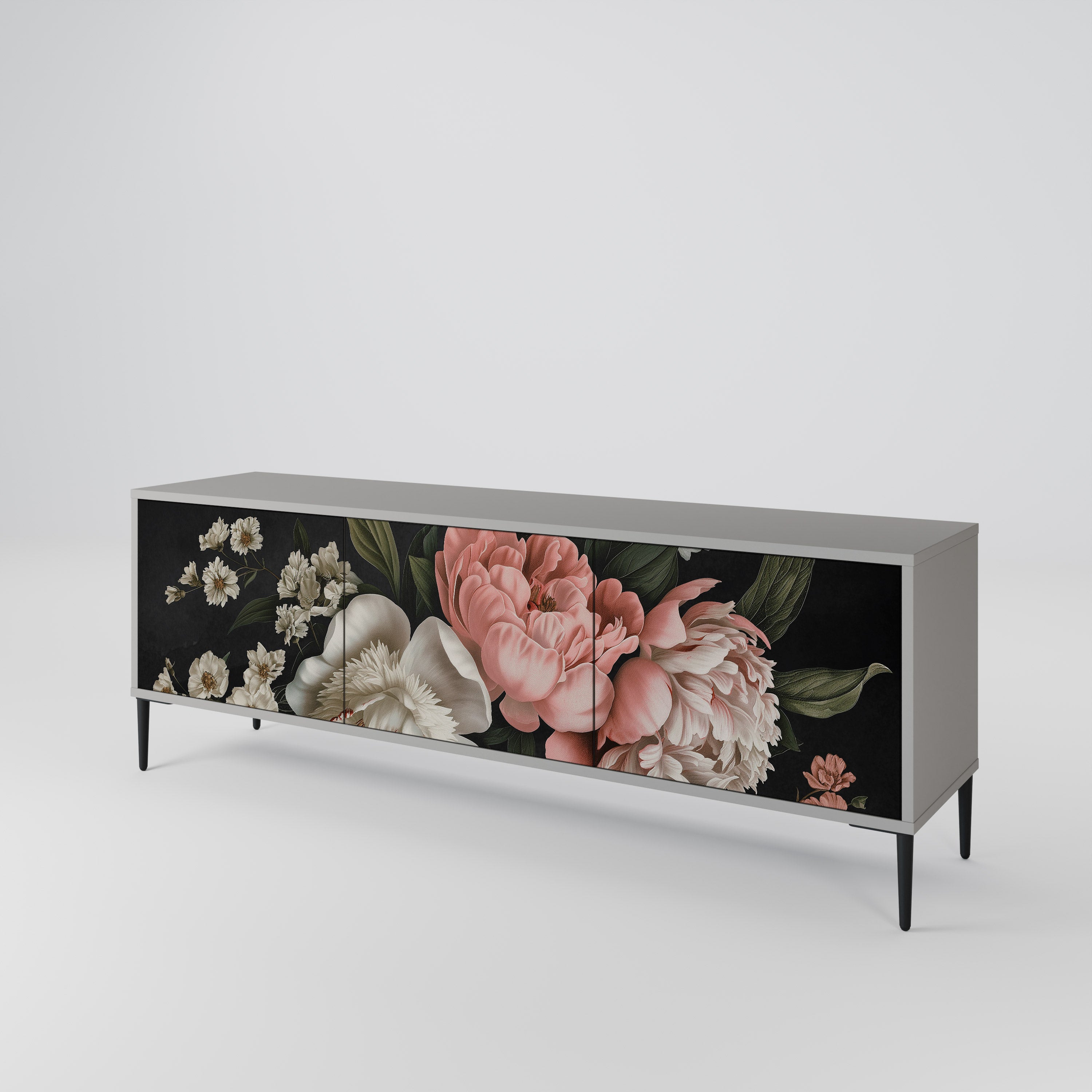 Mueble de TV de 3 puertas LUSH ELEGANCE en acabado gris