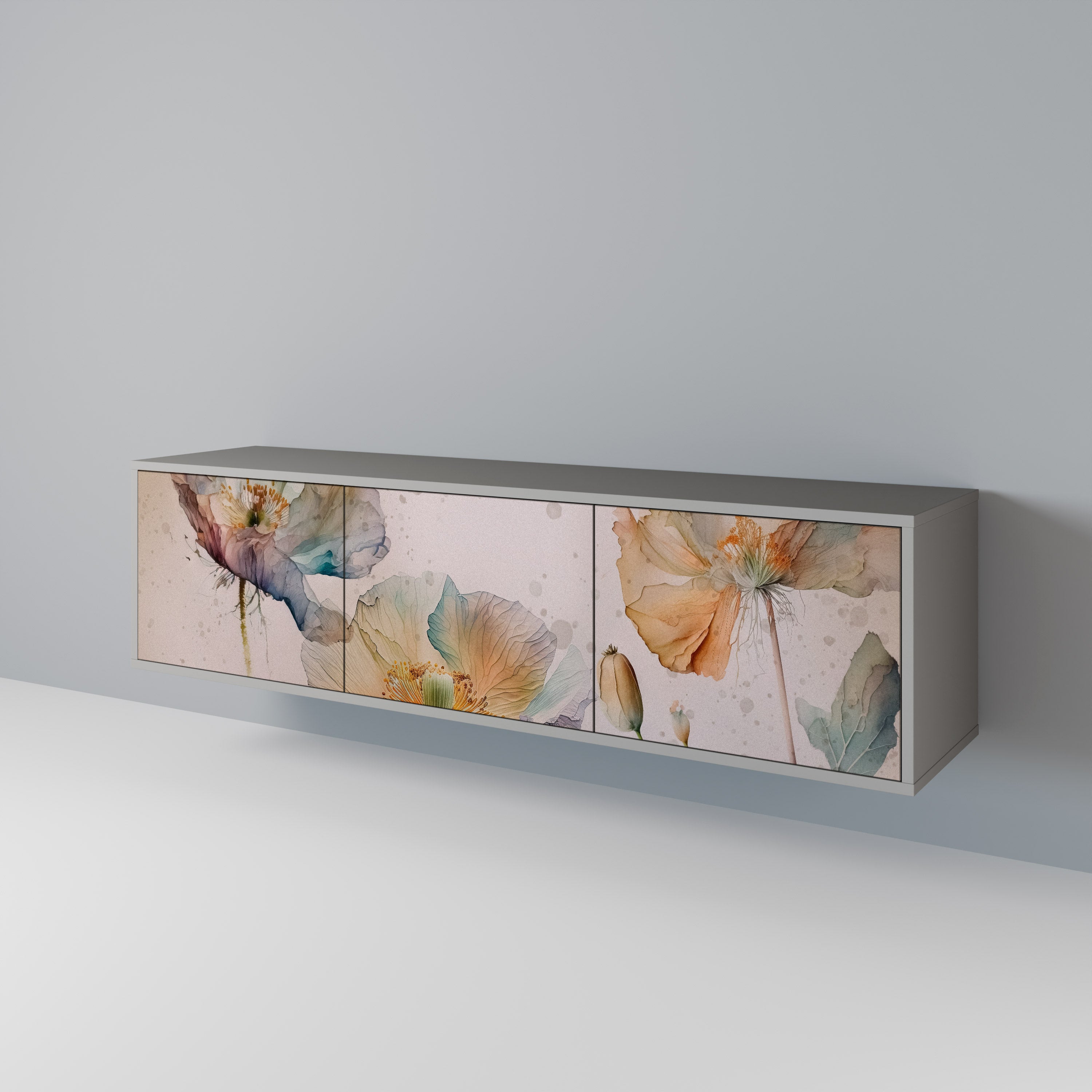 Mueble de TV SOFTEN POPPY de 3 puertas en acabado gris