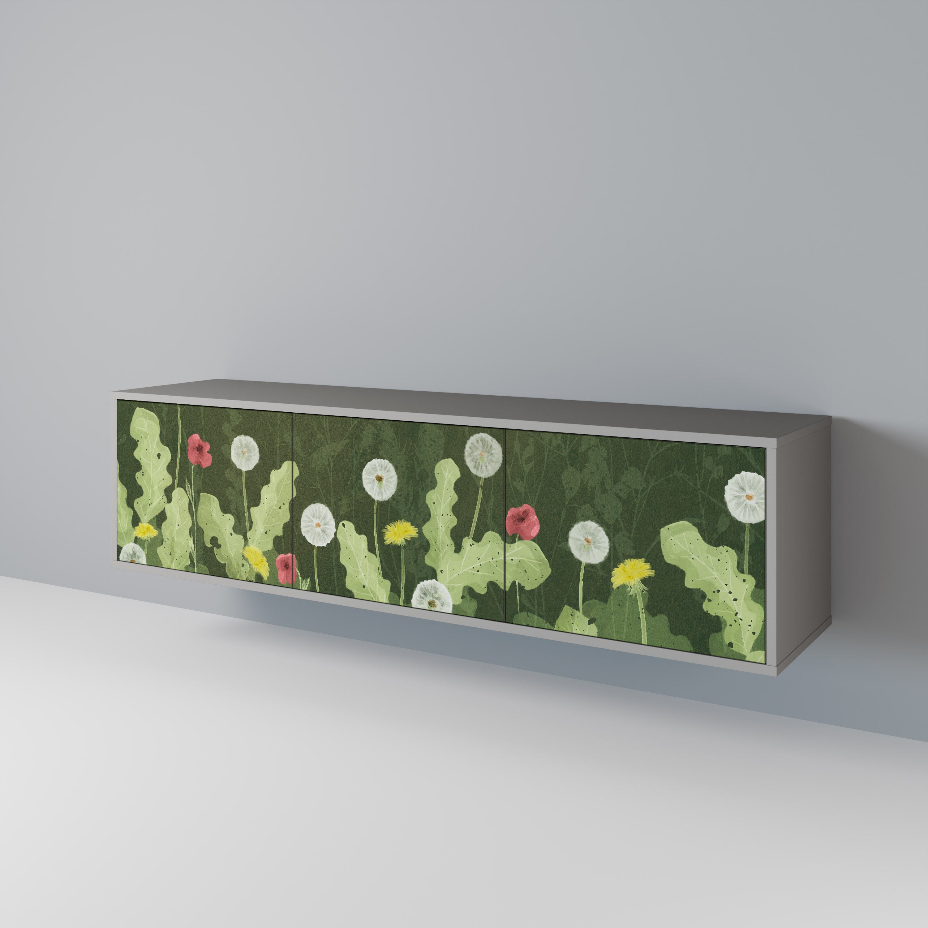 Mueble de TV DANDELION AMUSE de 3 puertas en acabado gris