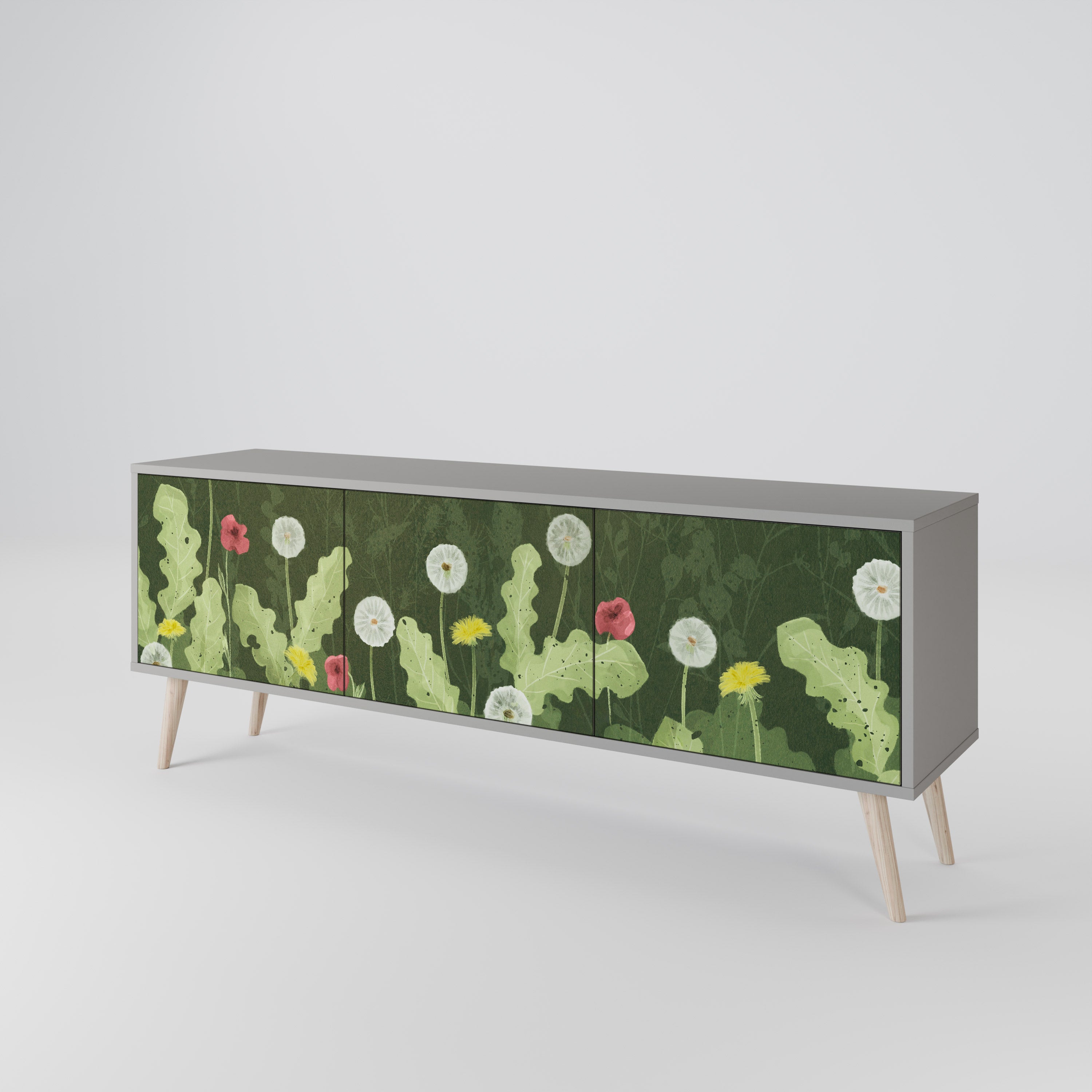 Mueble de TV DANDELION AMUSE de 3 puertas en acabado gris