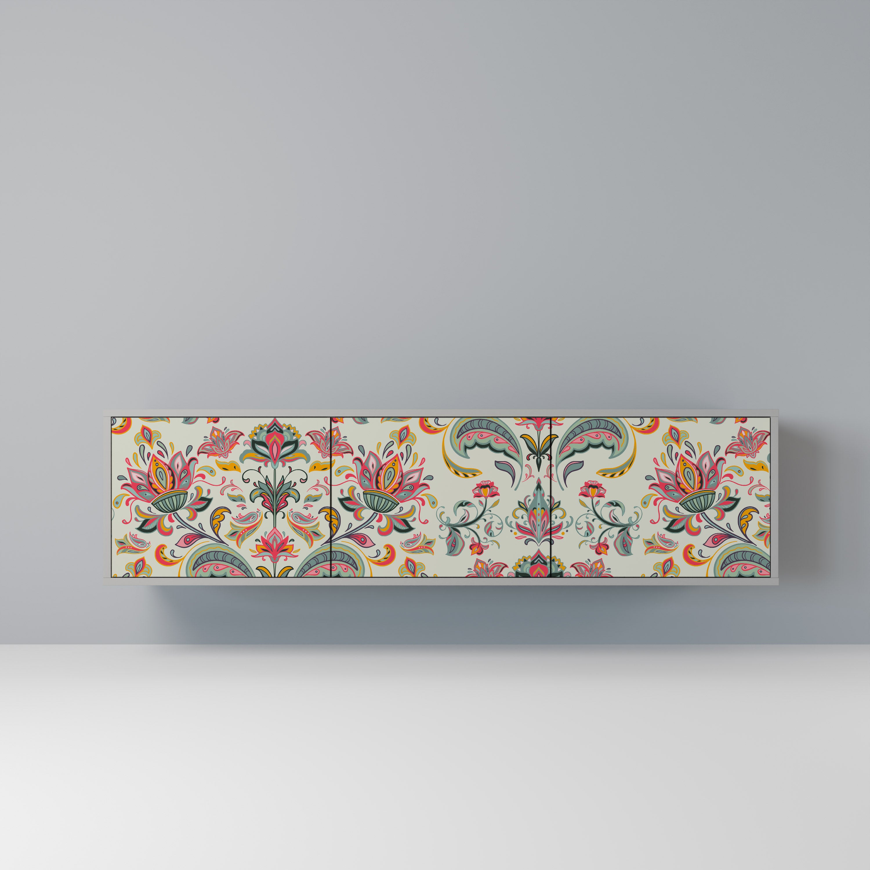 Mueble de TV ORGANIC FOLKLORE de 3 puertas en acabado gris