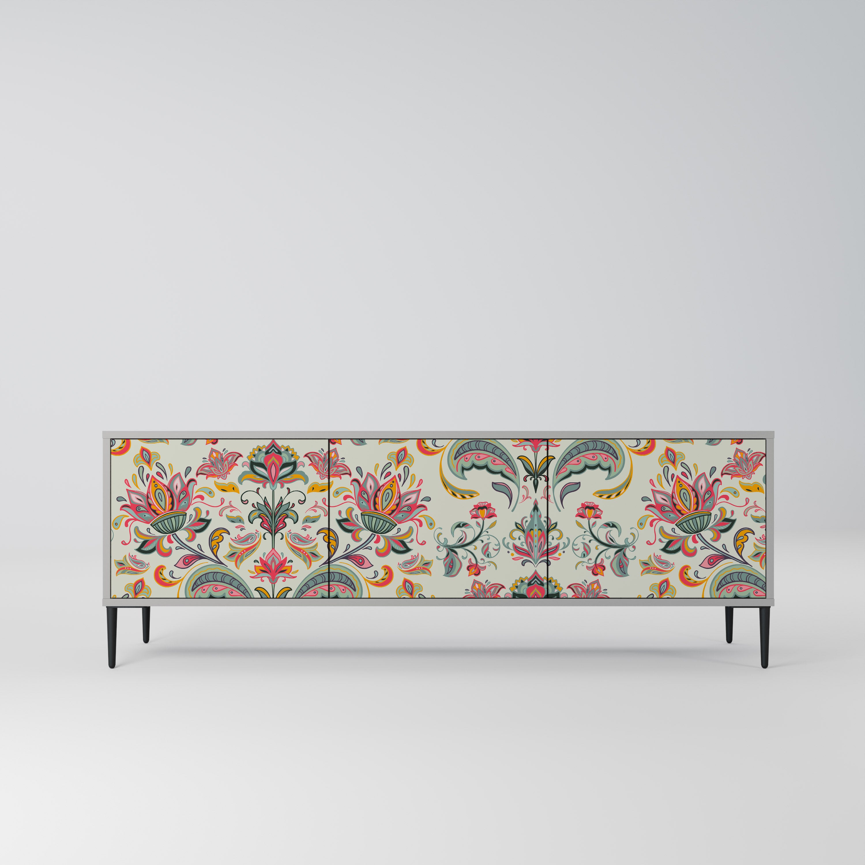Mueble de TV ORGANIC FOLKLORE de 3 puertas en acabado gris