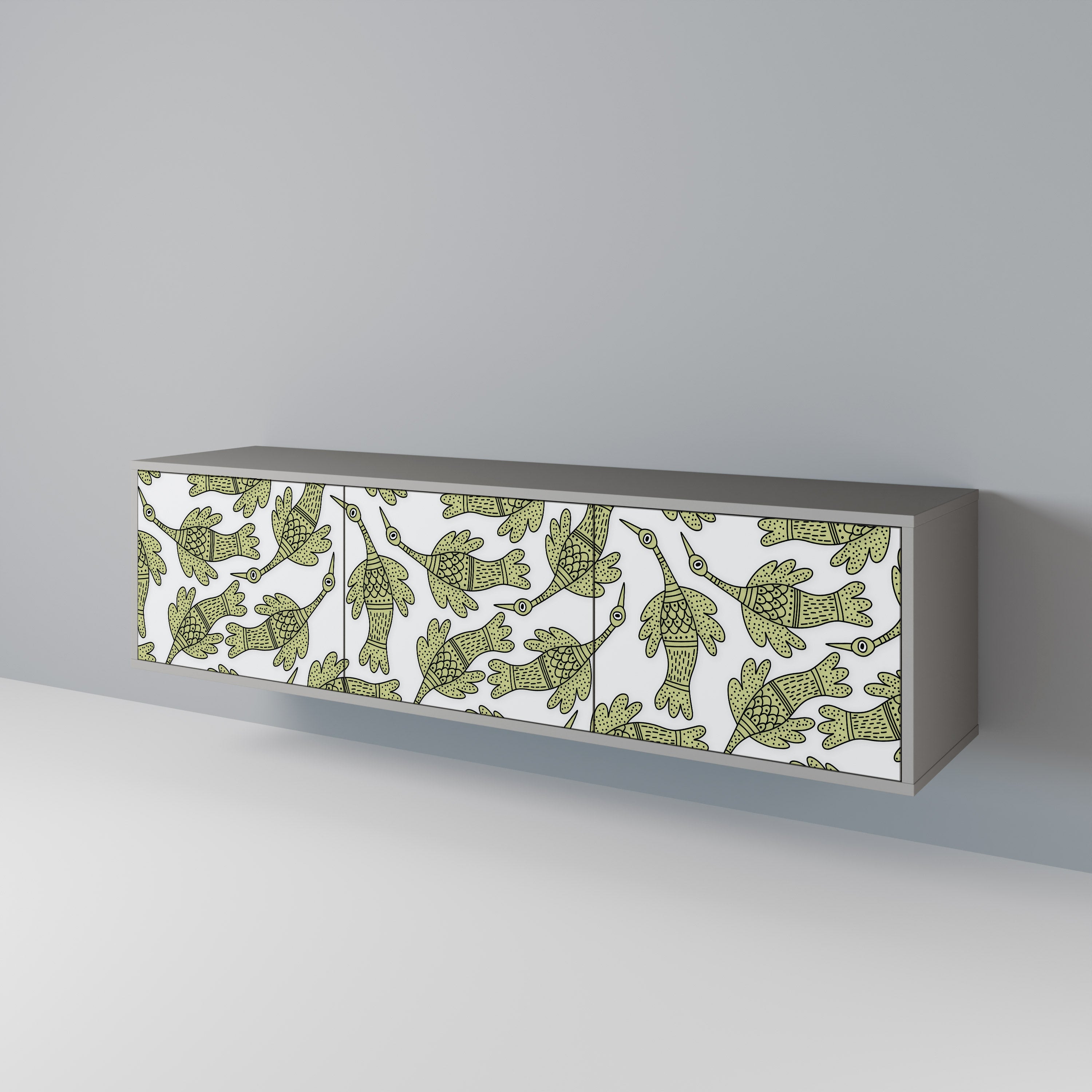 Mueble de TV SEEDLING SONGBIRD de 3 puertas en acabado gris