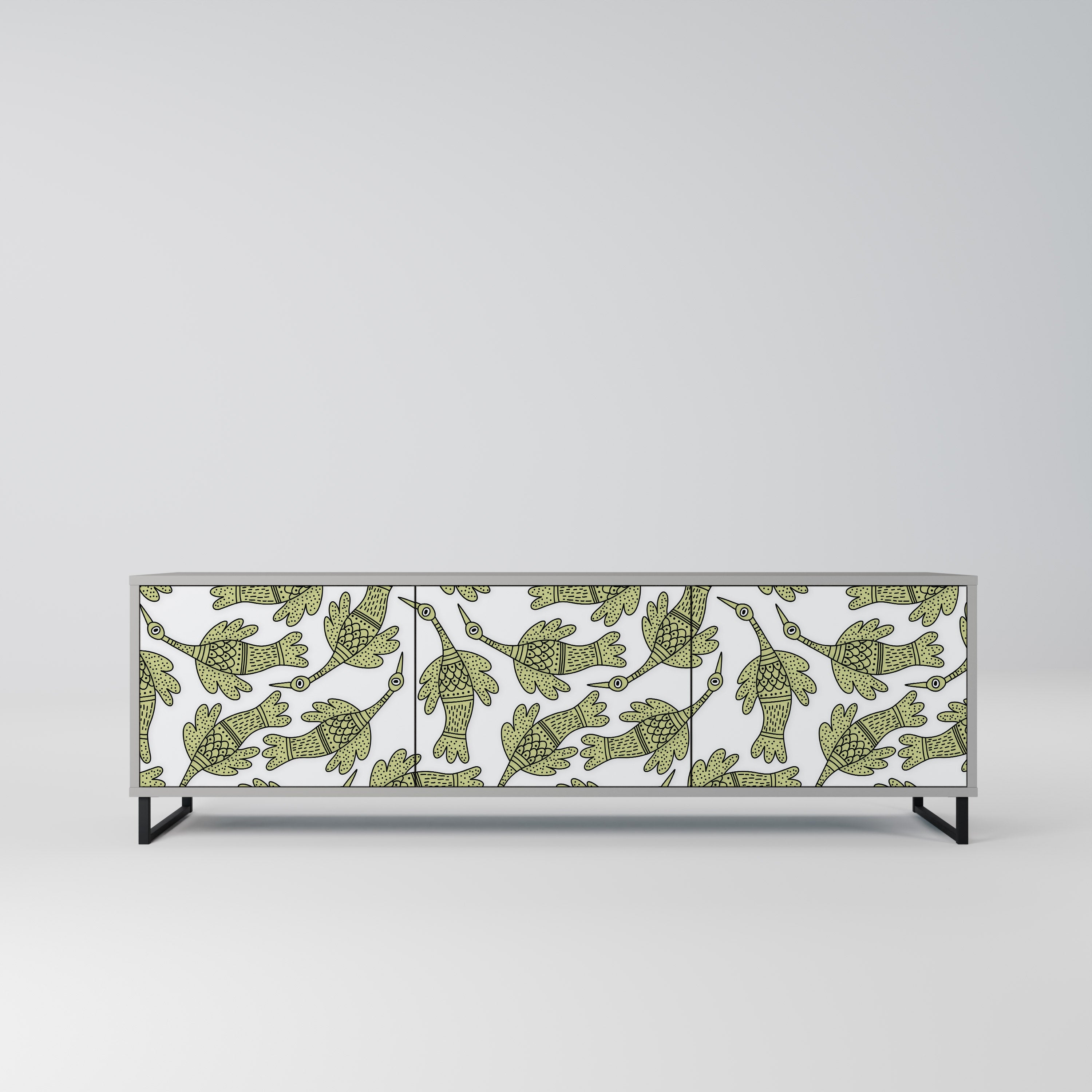 Mueble de TV SEEDLING SONGBIRD de 3 puertas en acabado gris