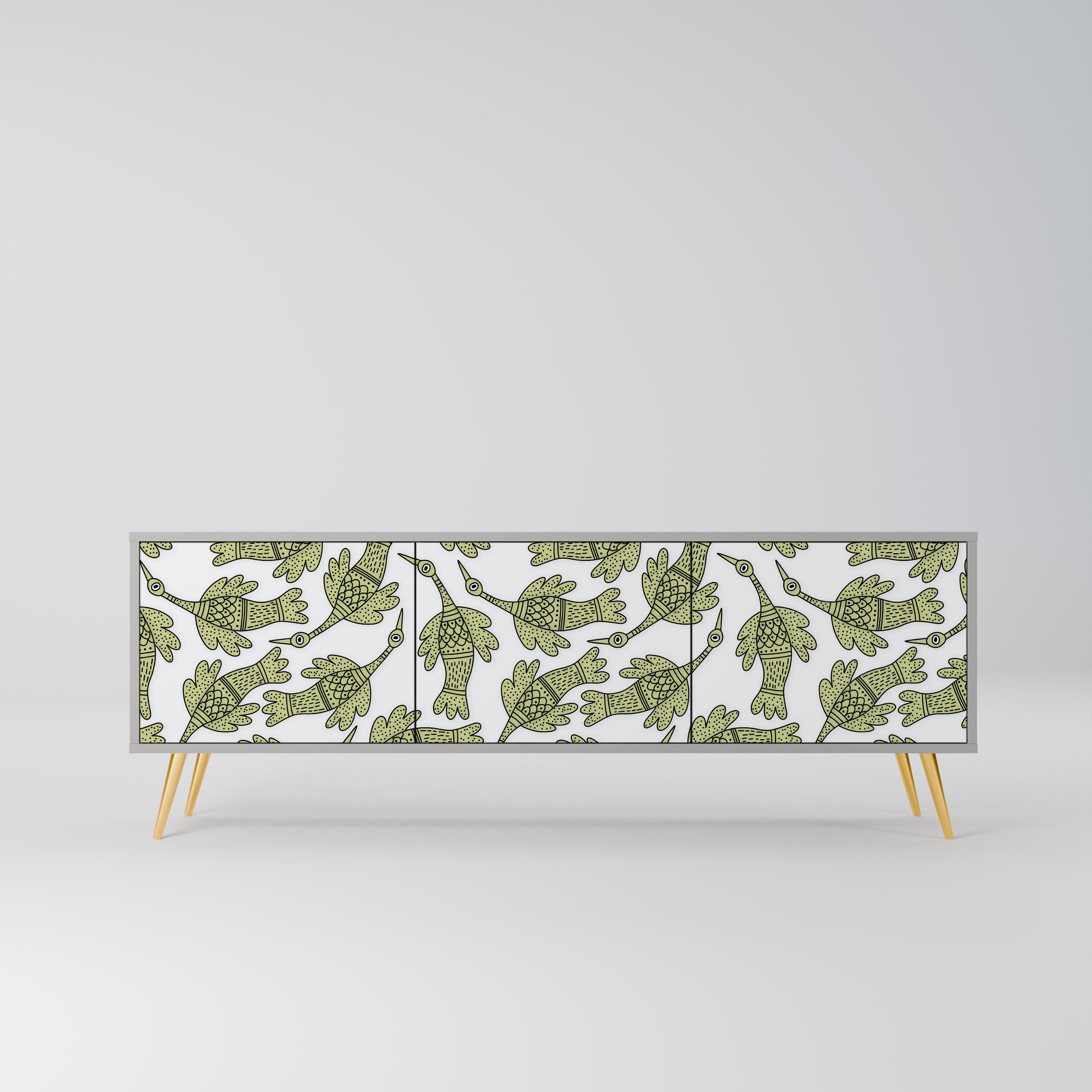 Mueble de TV SEEDLING SONGBIRD de 3 puertas en acabado gris