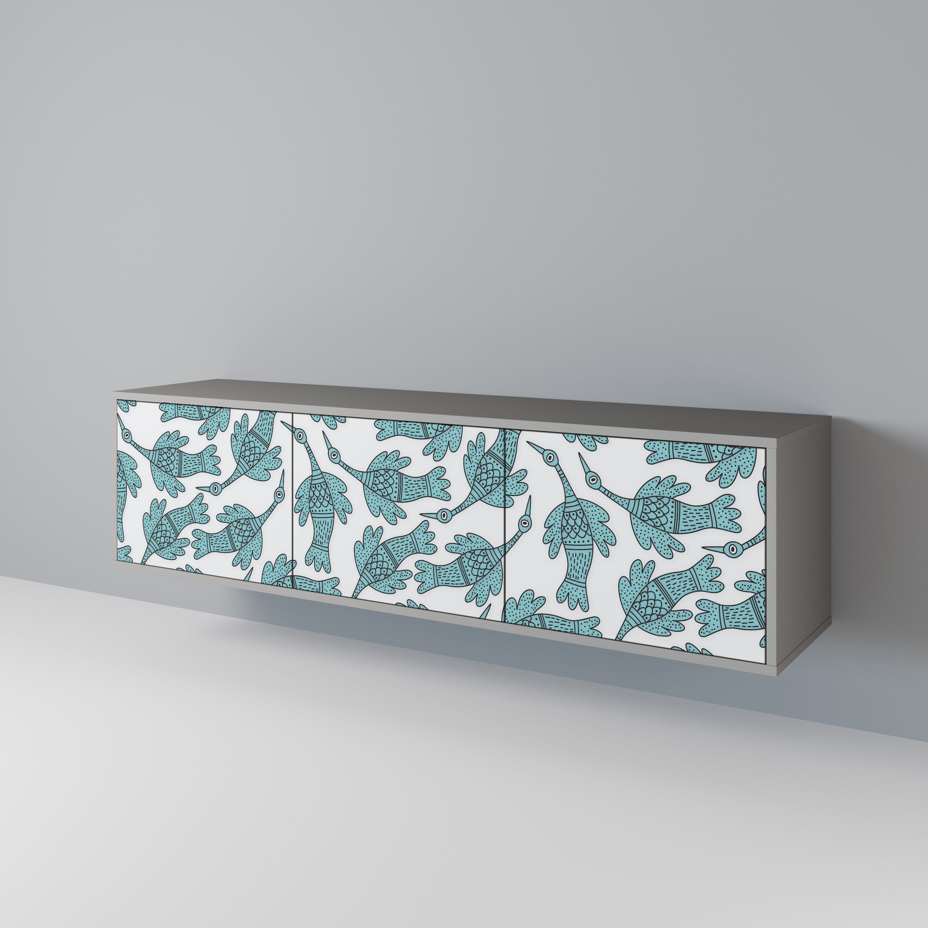 Mueble de TV WATERSPOUT SONGIBIRD de 3 puertas con acabado gris