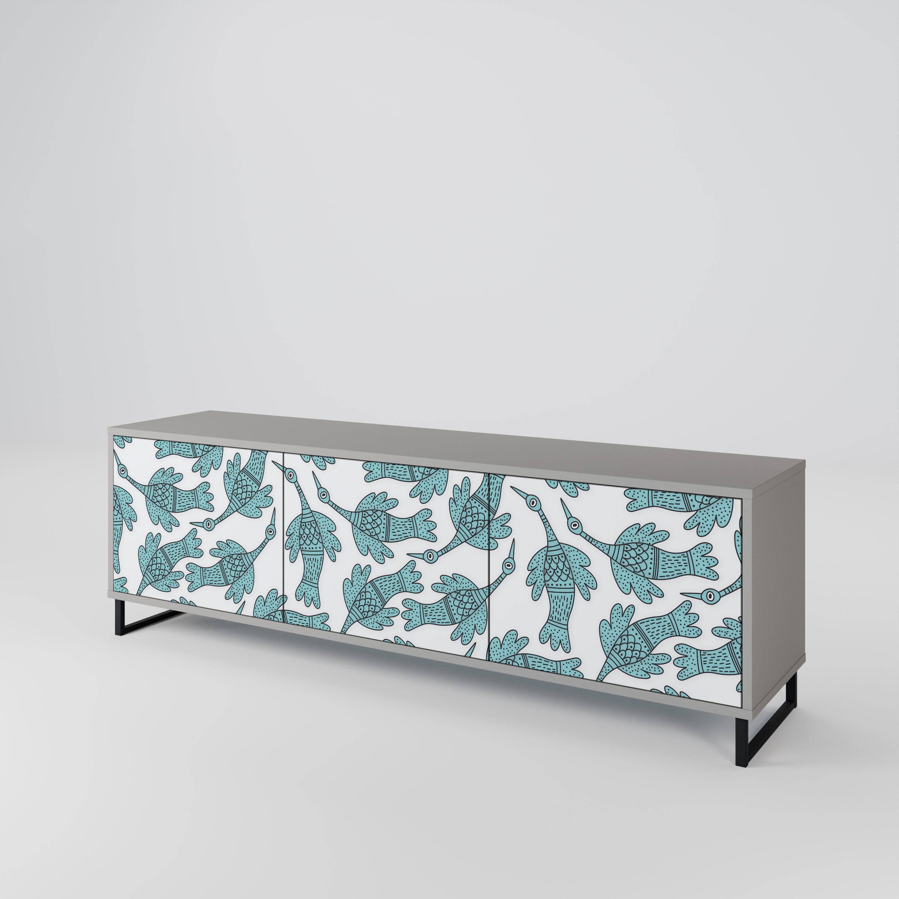 Mueble de TV WATERSPOUT SONGIBIRD de 3 puertas con acabado gris