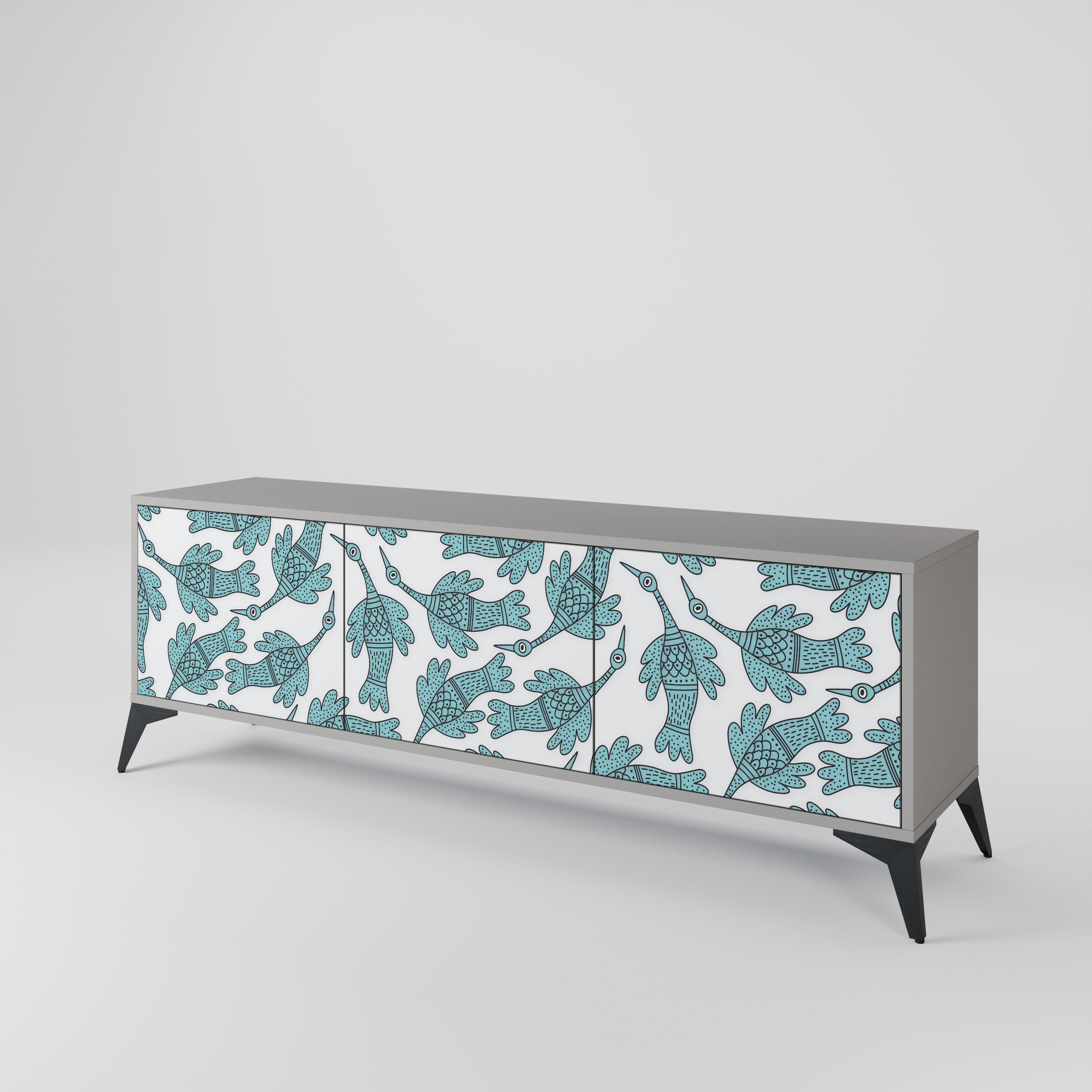 Mueble de TV WATERSPOUT SONGIBIRD de 3 puertas con acabado gris