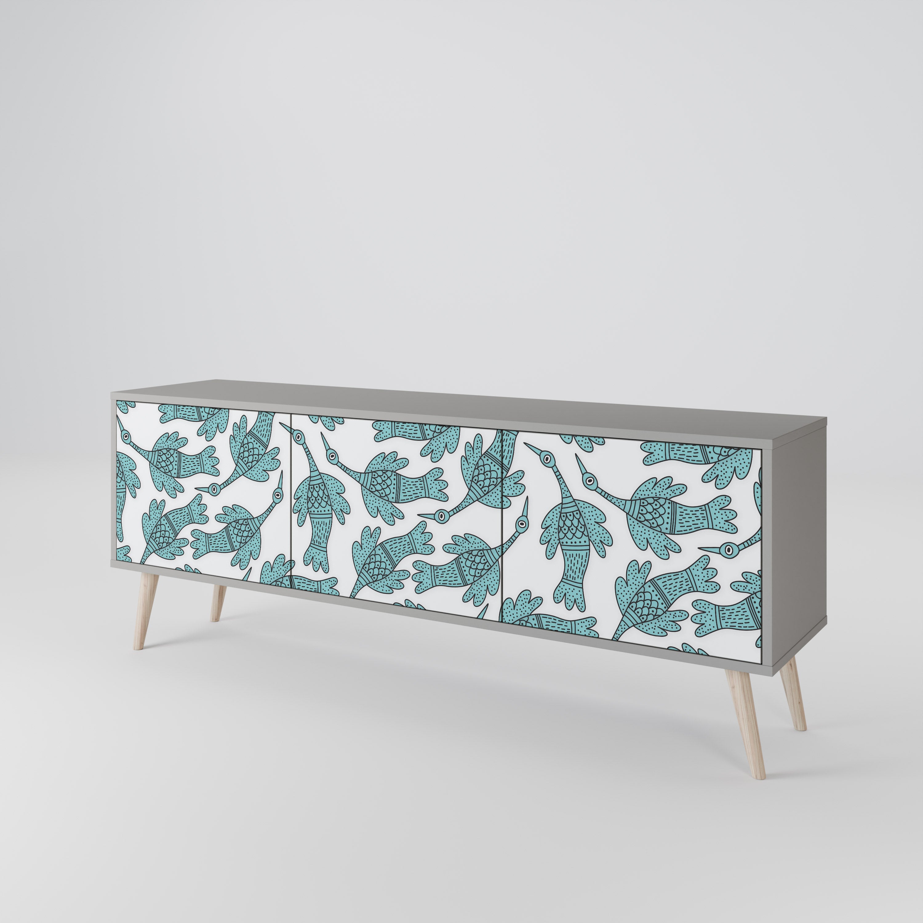 Mueble de TV WATERSPOUT SONGIBIRD de 3 puertas con acabado gris