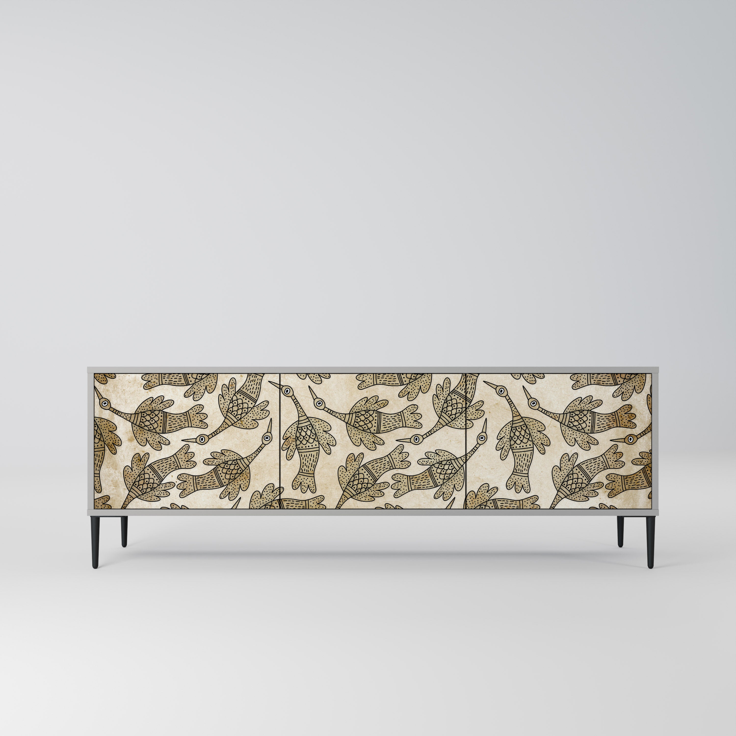 Mueble de TV ALMONDINE SONGBIRD de 3 puertas en acabado gris