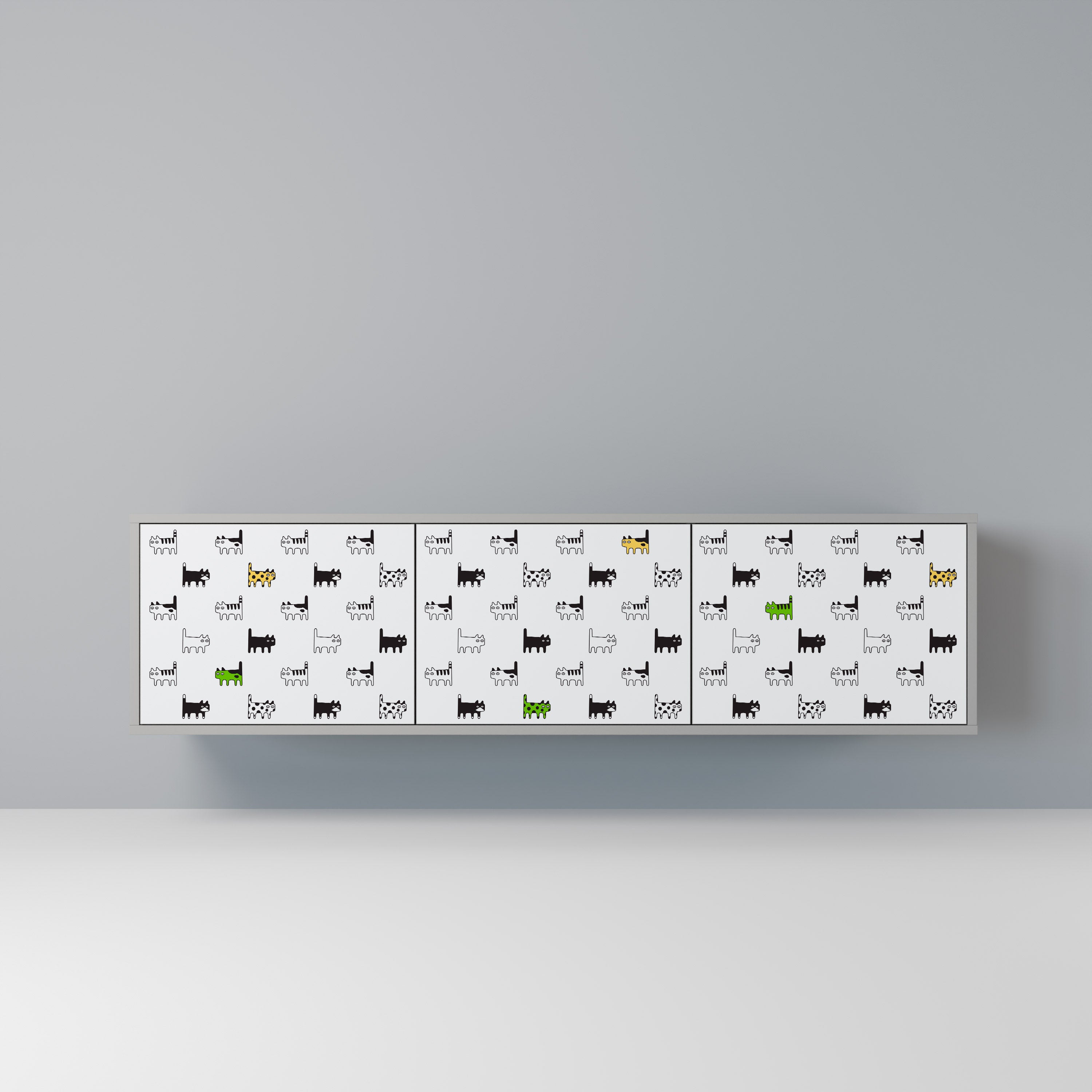 Mueble de TV de 3 puertas CATS COMPILATION en acabado gris