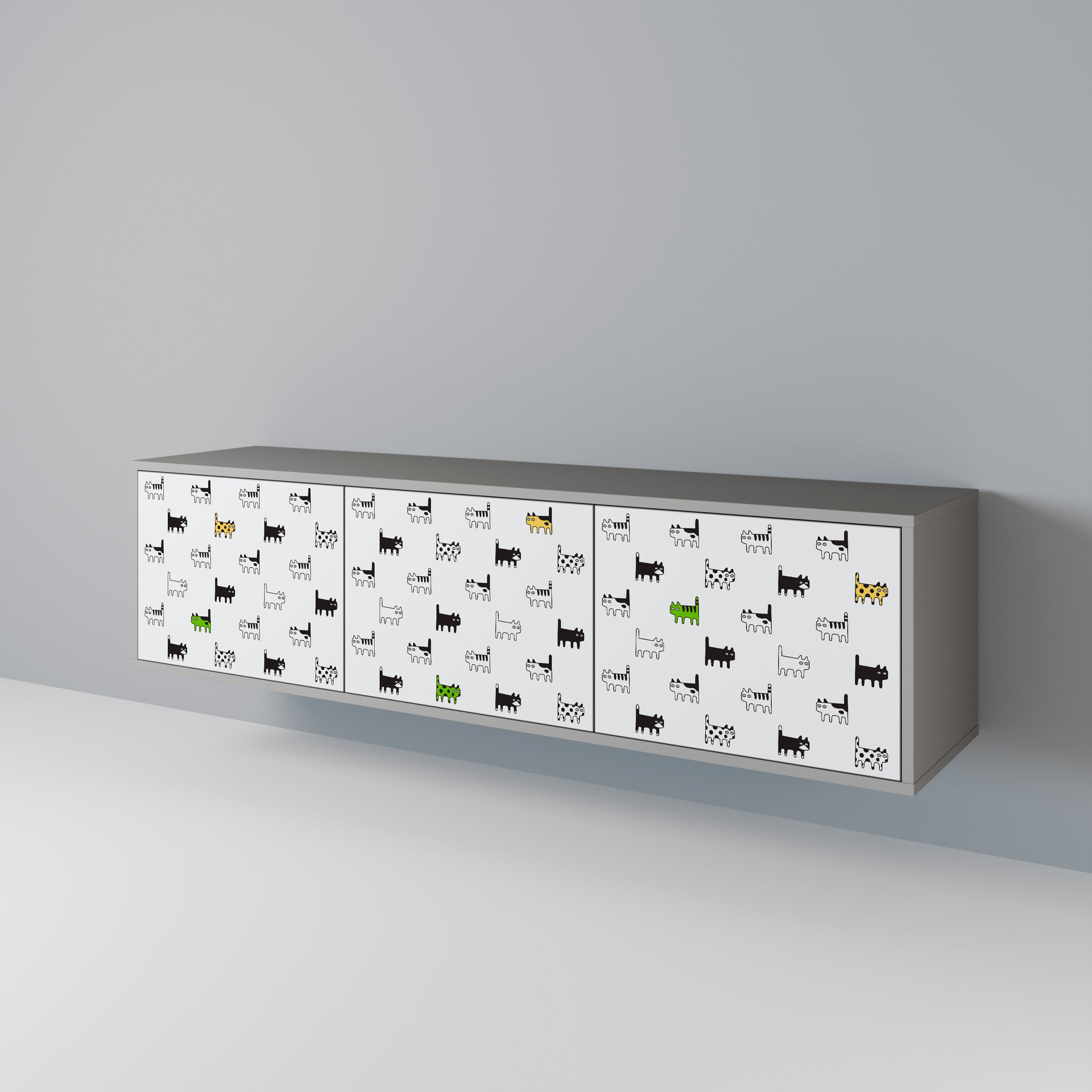 Mueble de TV de 3 puertas CATS COMPILATION en acabado gris