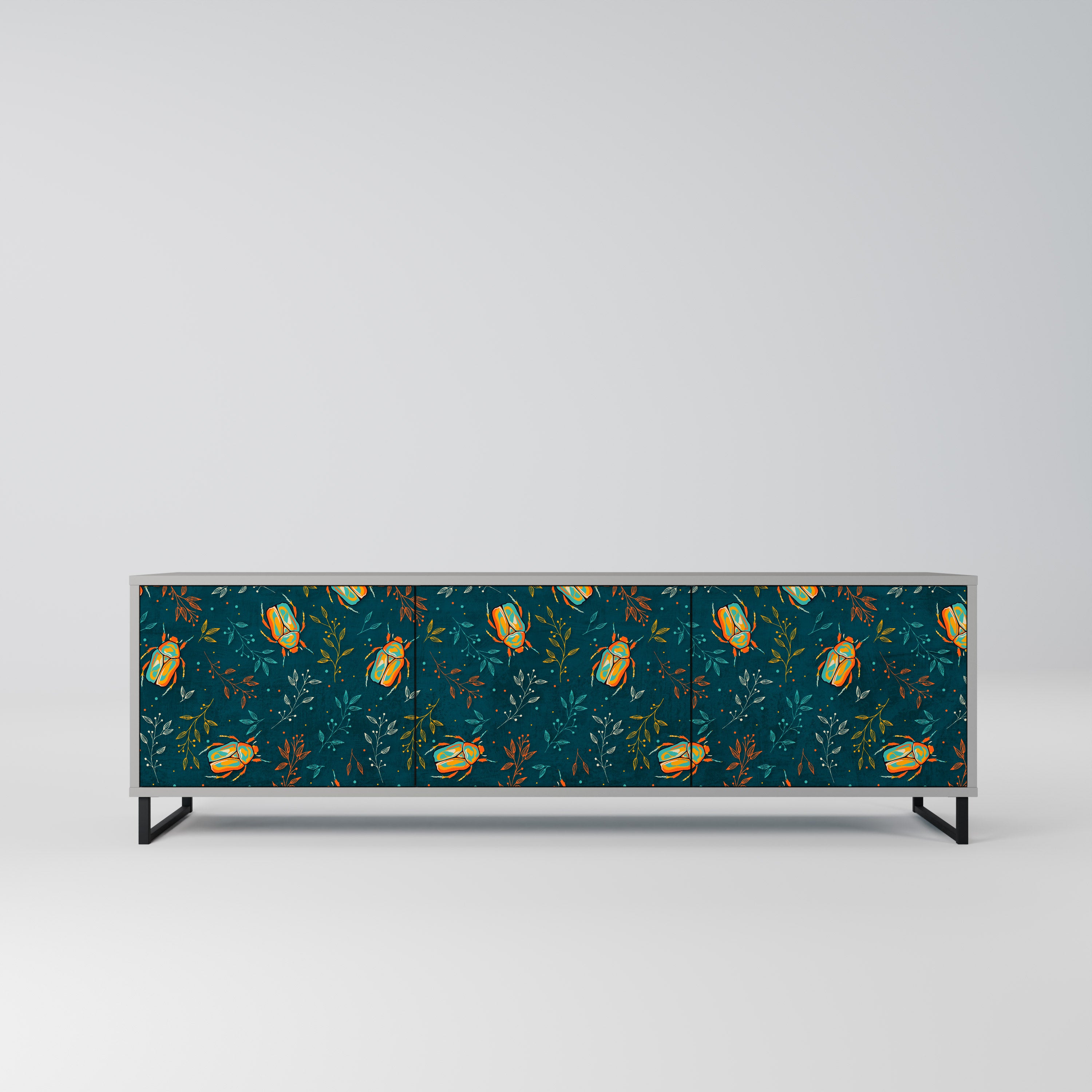 Mueble de TV de 3 puertas AUTUMN INSECTS en acabado gris