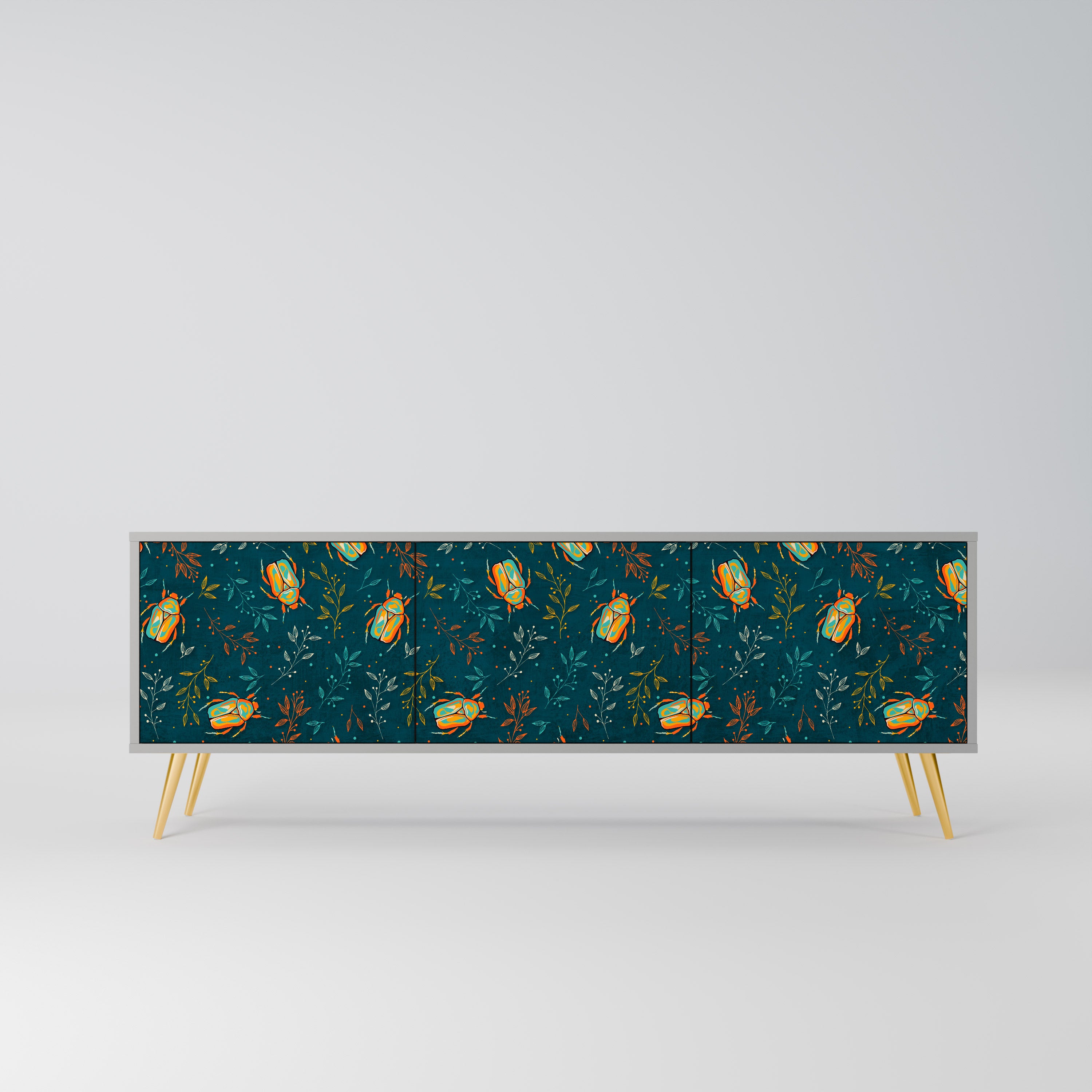 Mueble de TV de 3 puertas AUTUMN INSECTS en acabado gris