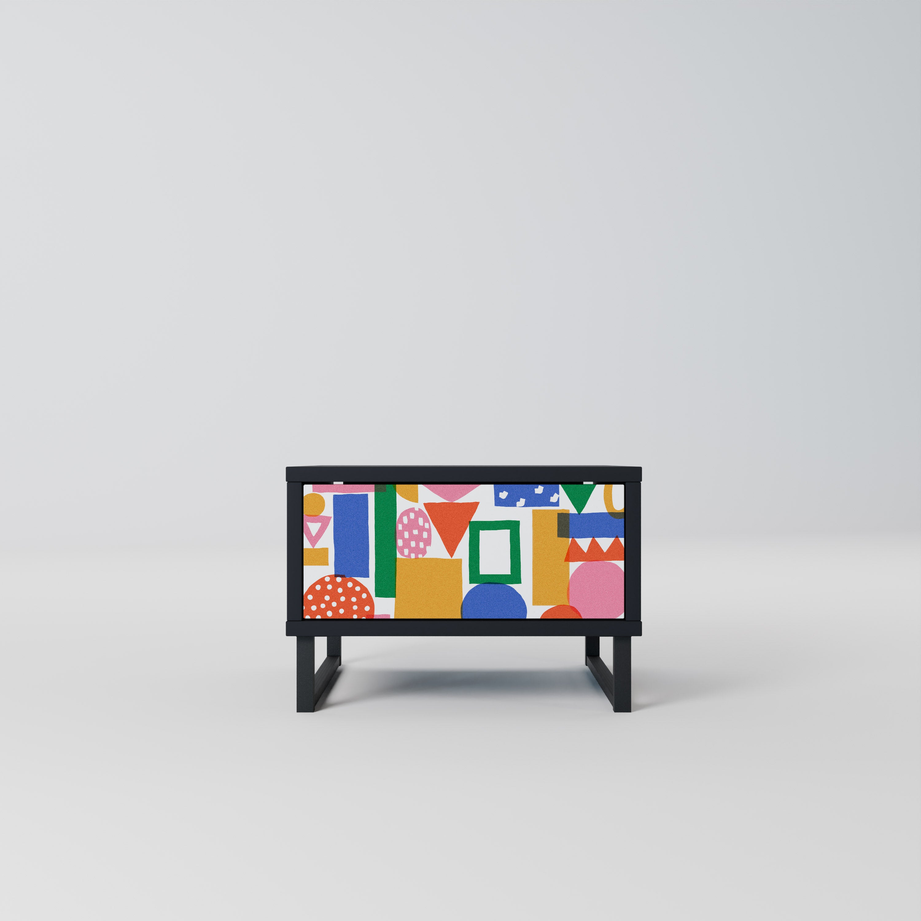 GEOMETRIC GLIMMER Nightstand in Black Finish