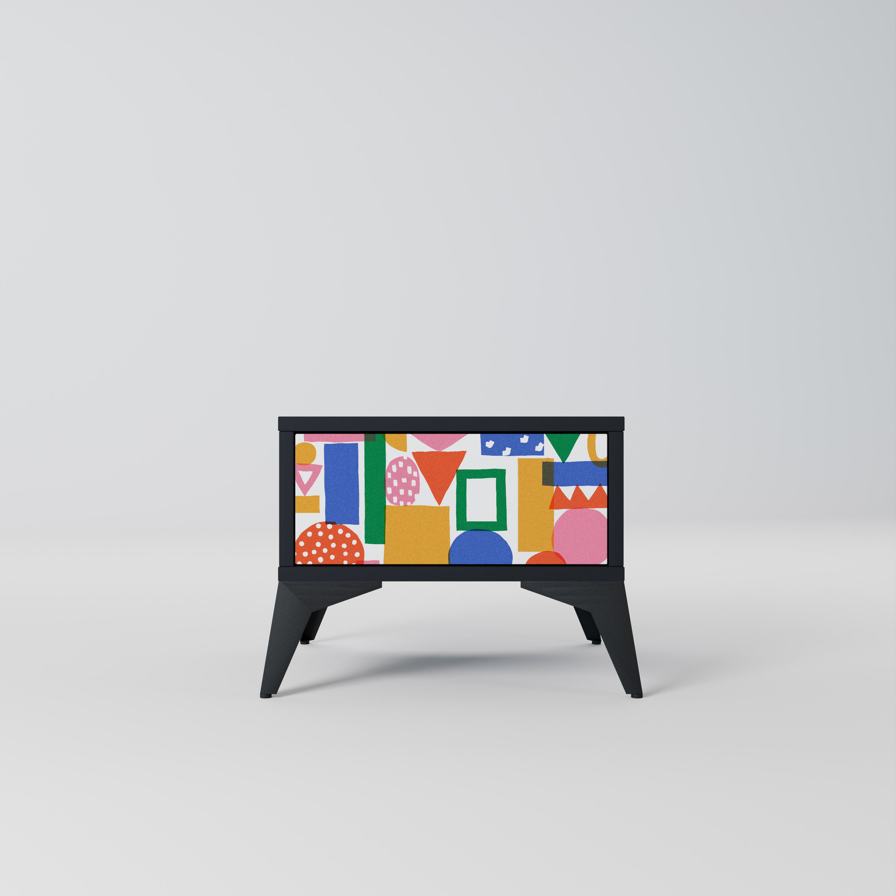 GEOMETRIC GLIMMER Nightstand in Black Finish