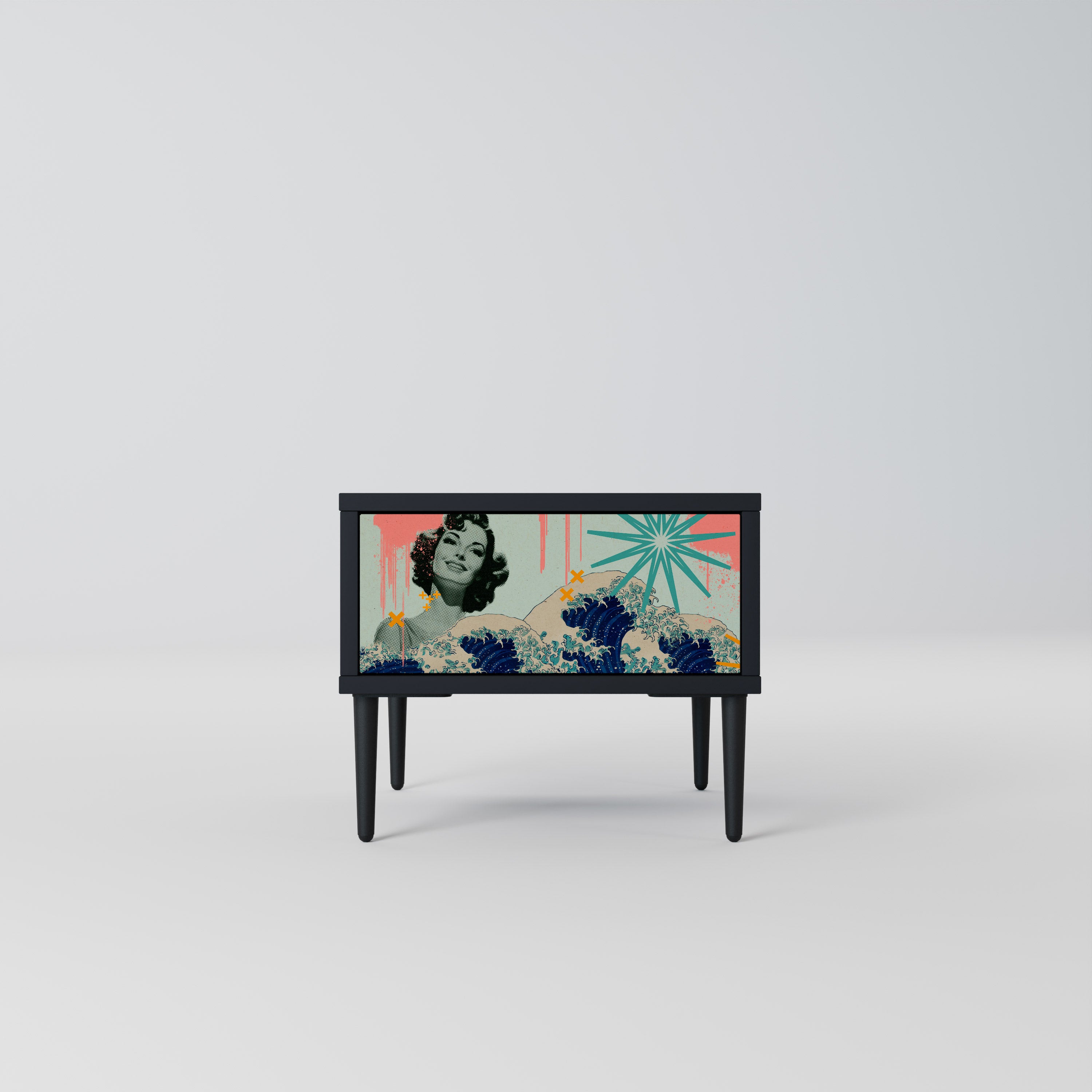 Mesita de noche KANAGAWA BEAUTY con acabado negro