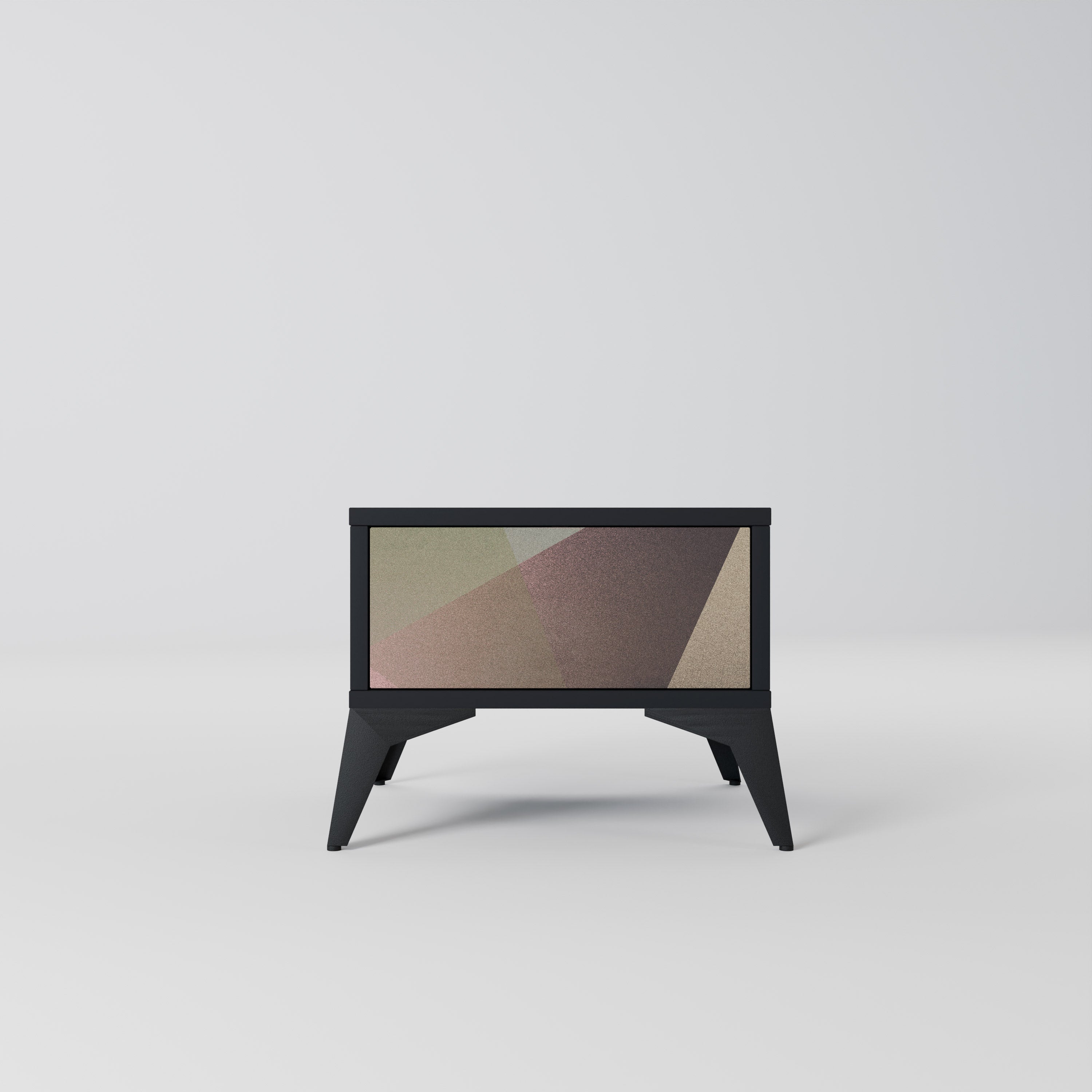 BEIGE GEOMETRY Nightstand in Black Finish