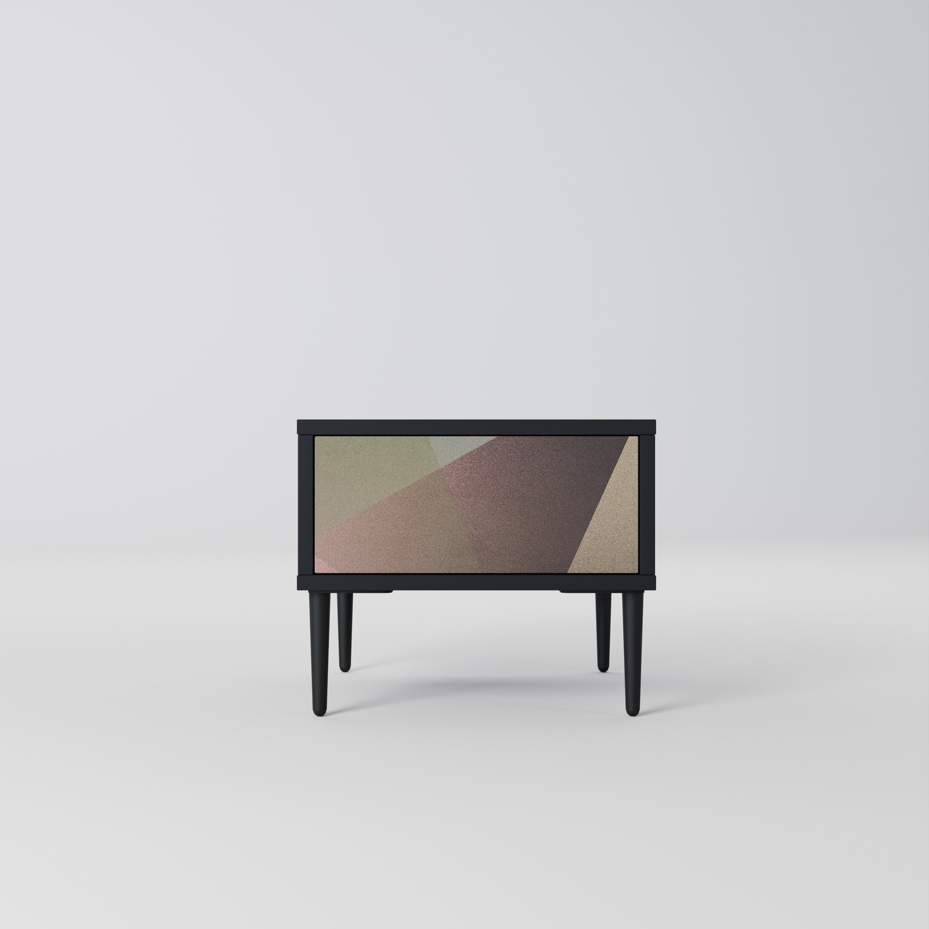Mesita de noche BEIGE GEOMETRY en acabado negro