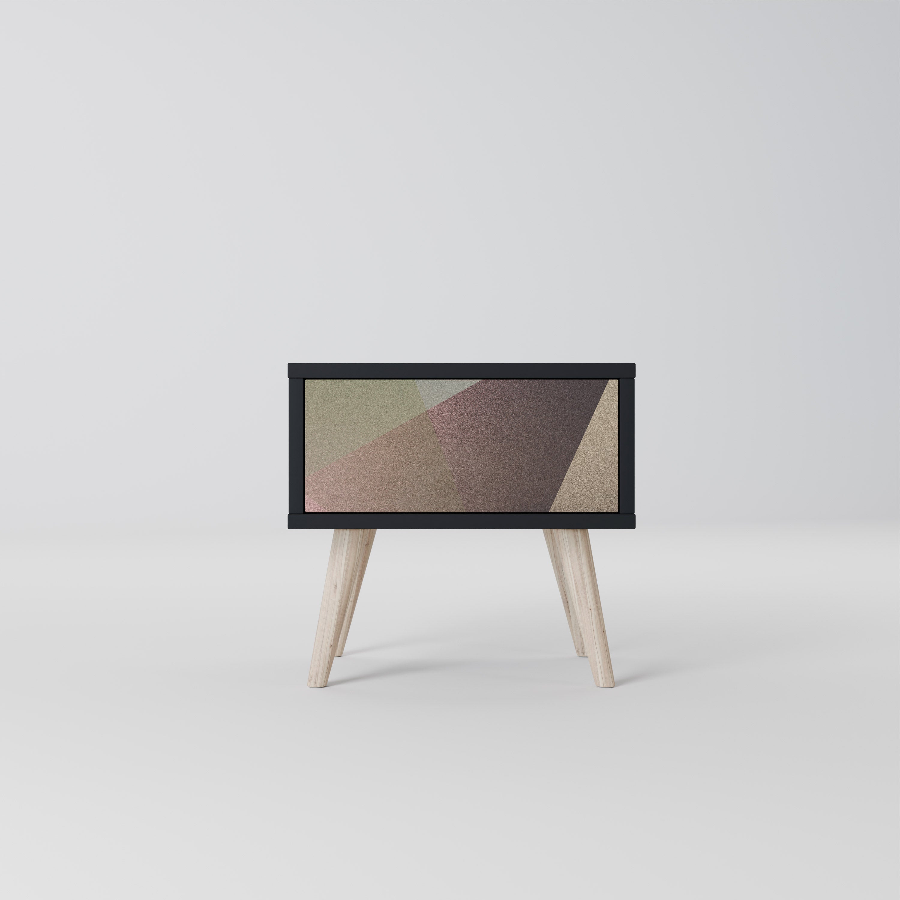 BEIGE GEOMETRY Nightstand in Black Finish