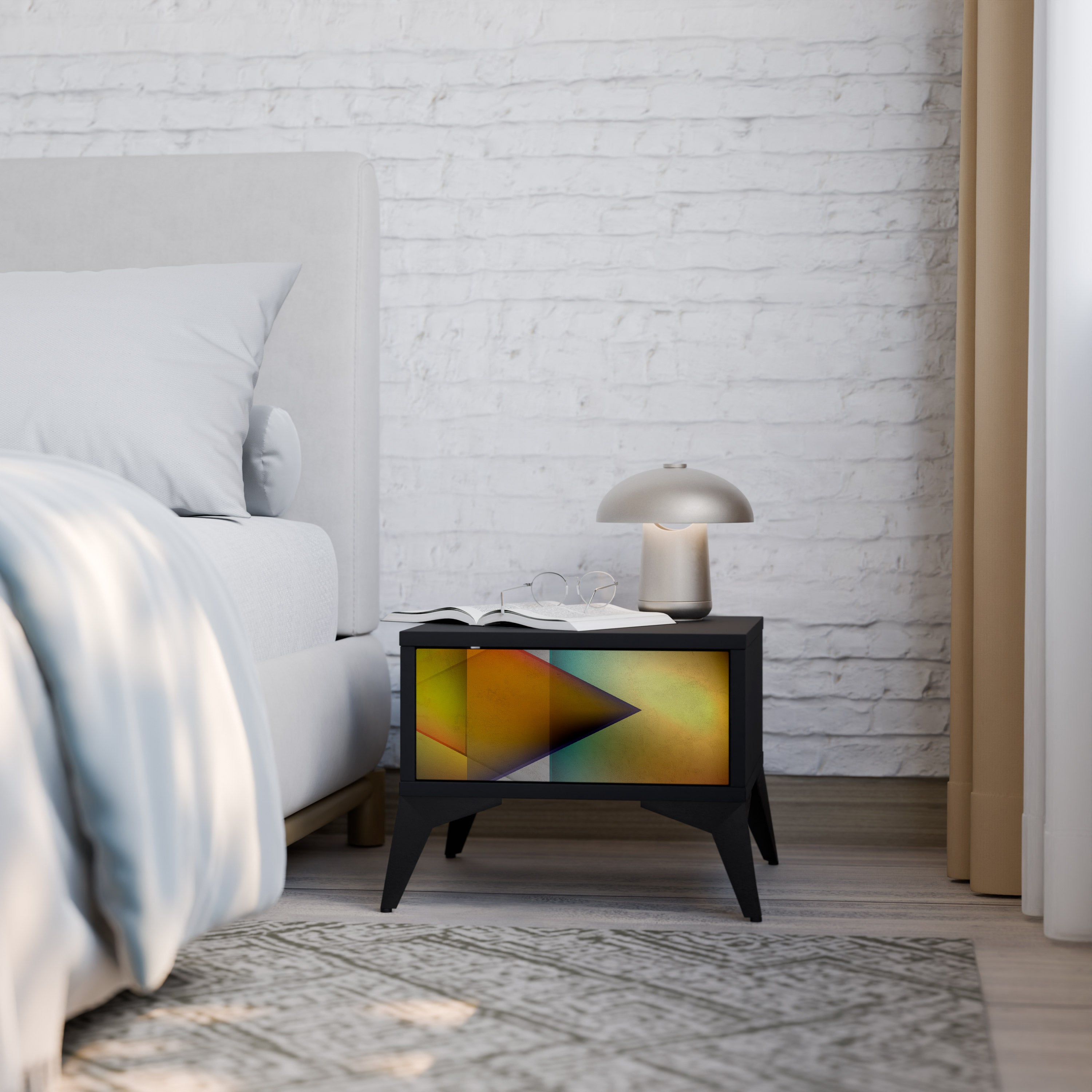 PIERCING SHARPNESS Nightstand in Black Finish