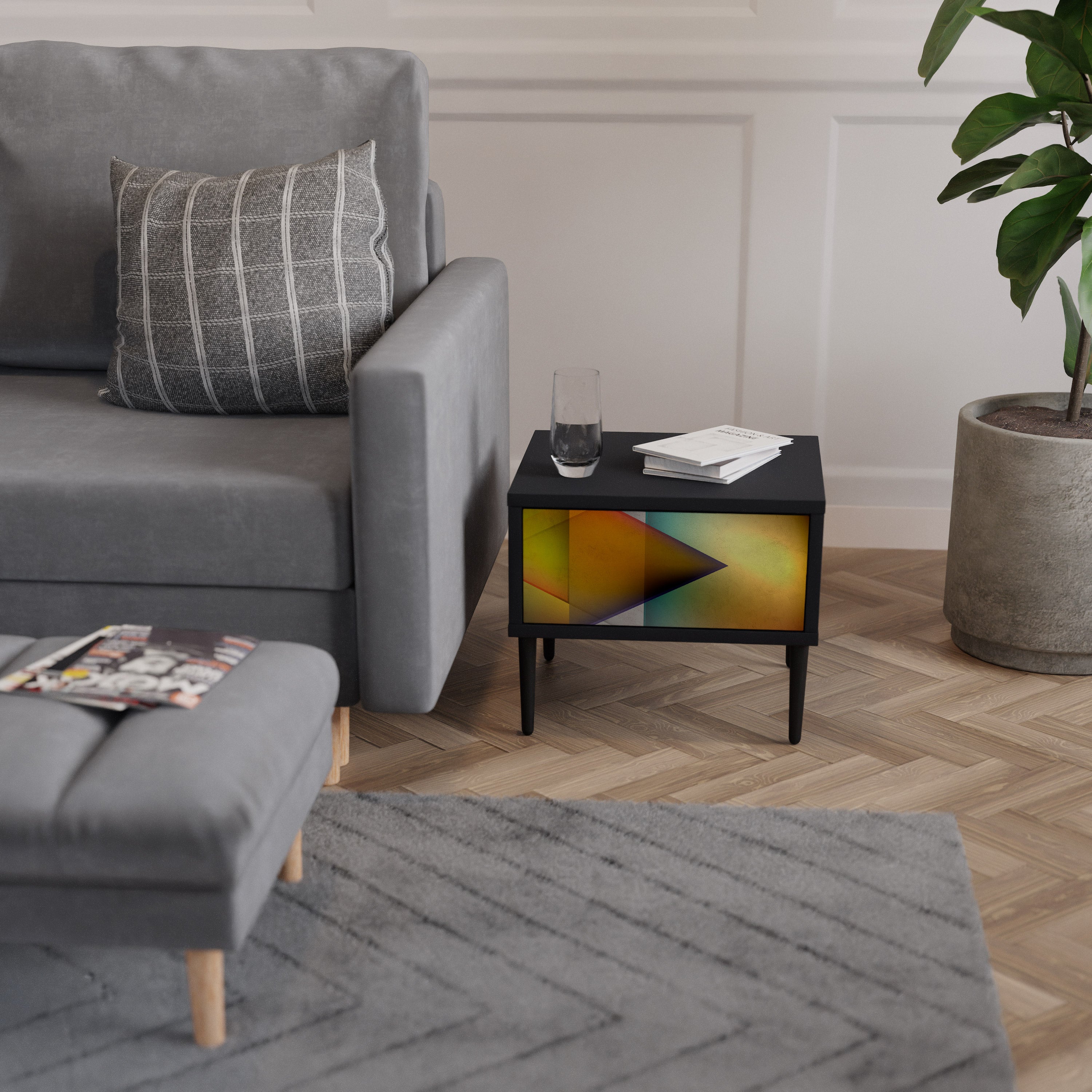 PIERCING SHARPNESS Nightstand in Black Finish