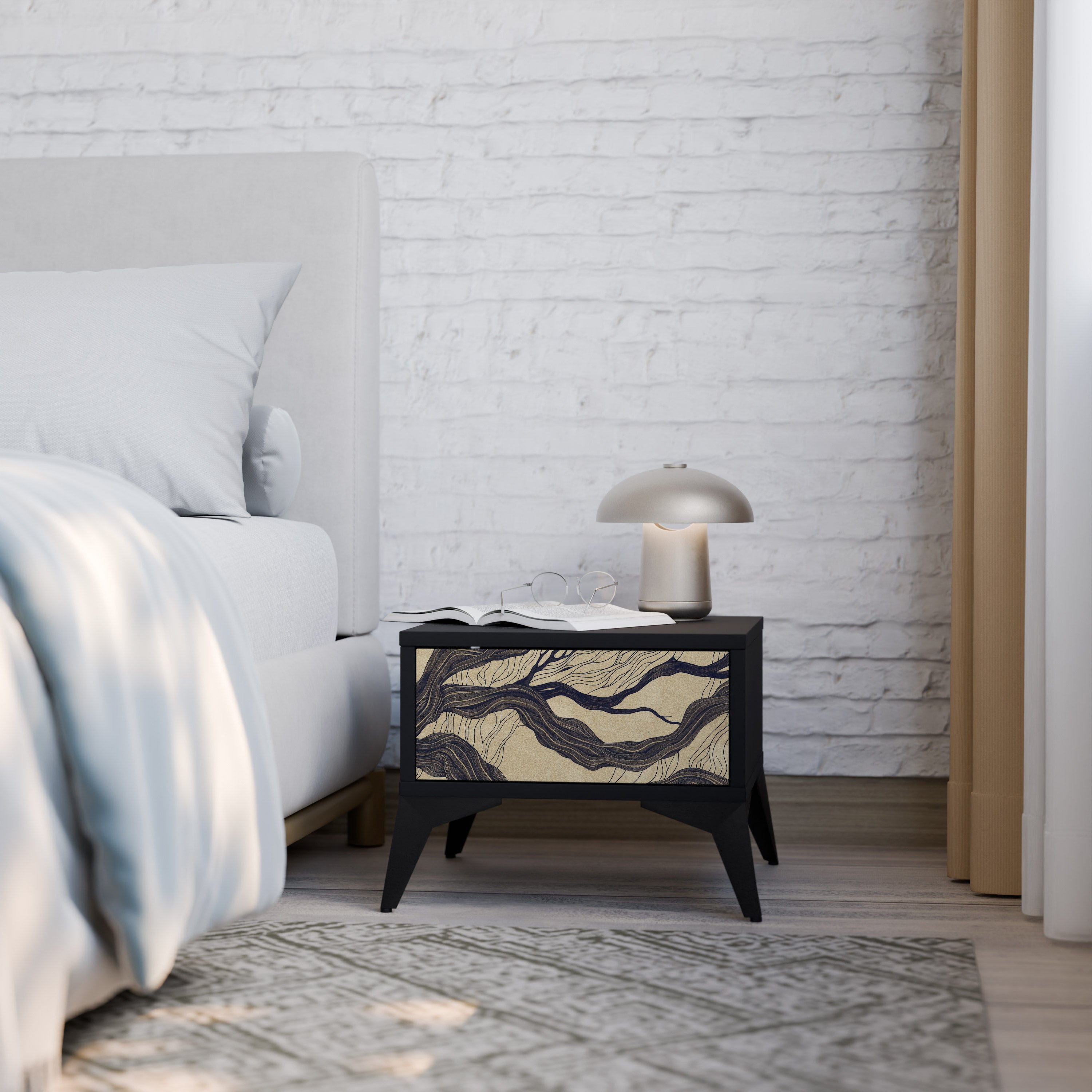 UNIFIED FRAGMENTS Nightstand in Black Finish