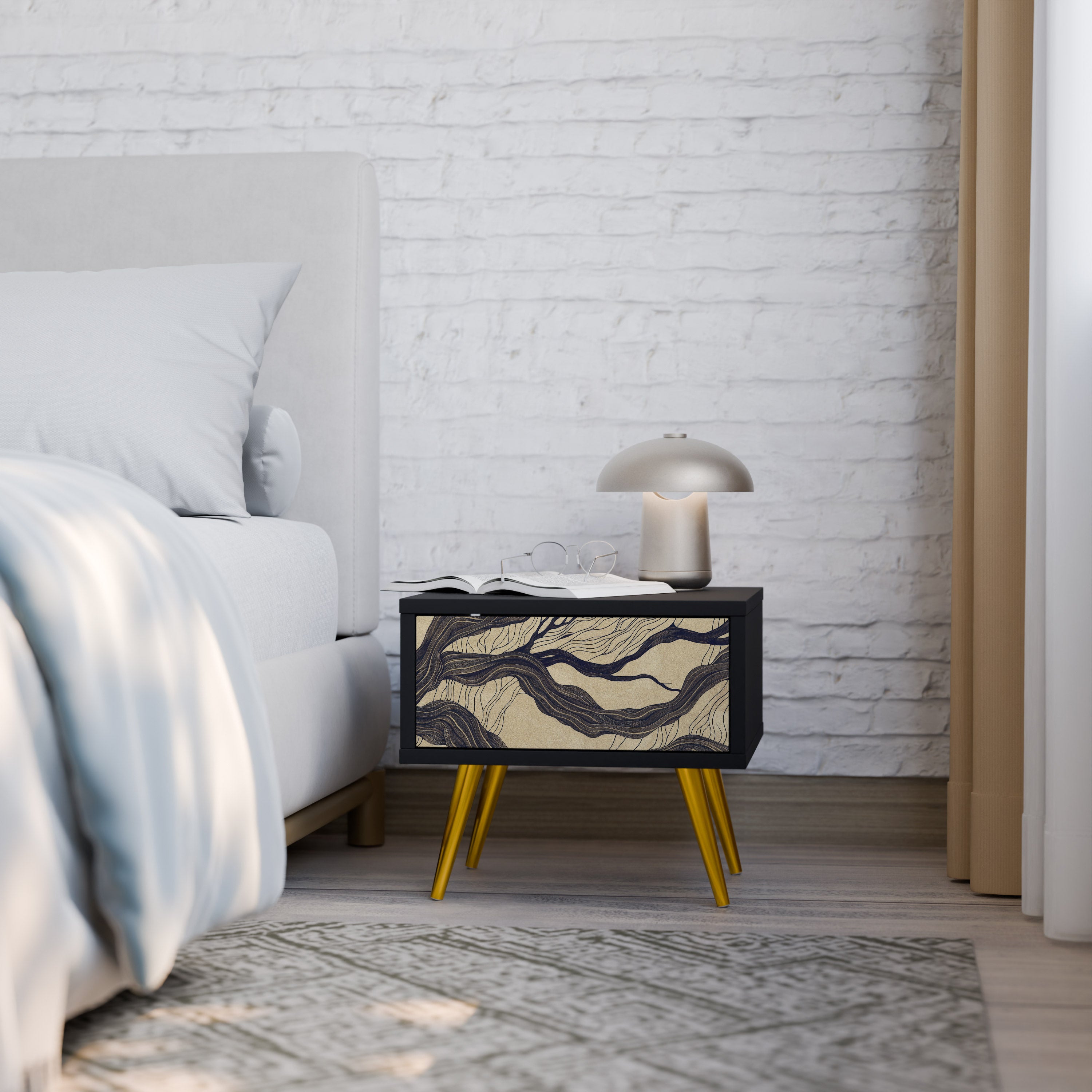 UNIFIED FRAGMENTS Nightstand in Black Finish