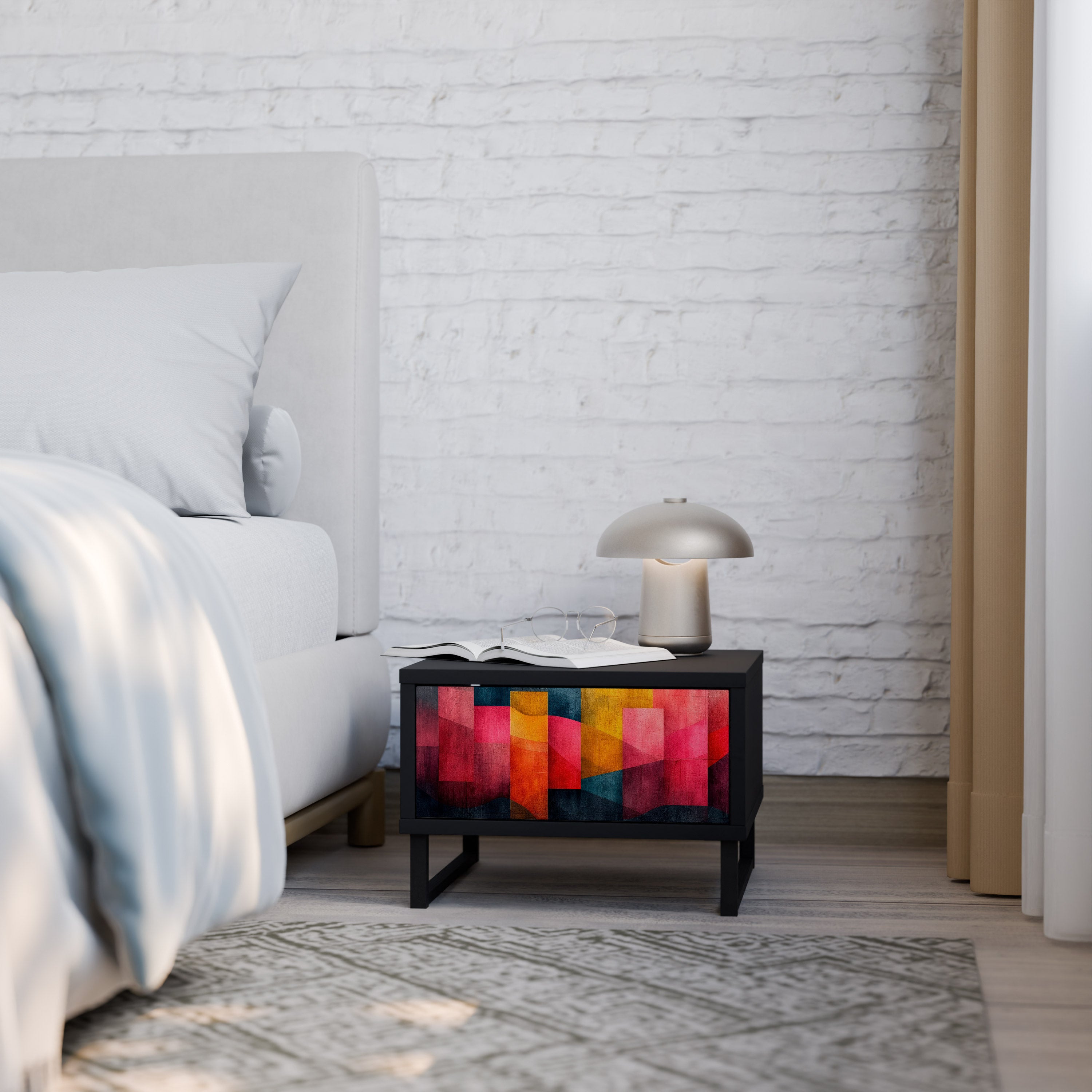 COLORFUL SOUNDS Nightstand in Black Finish