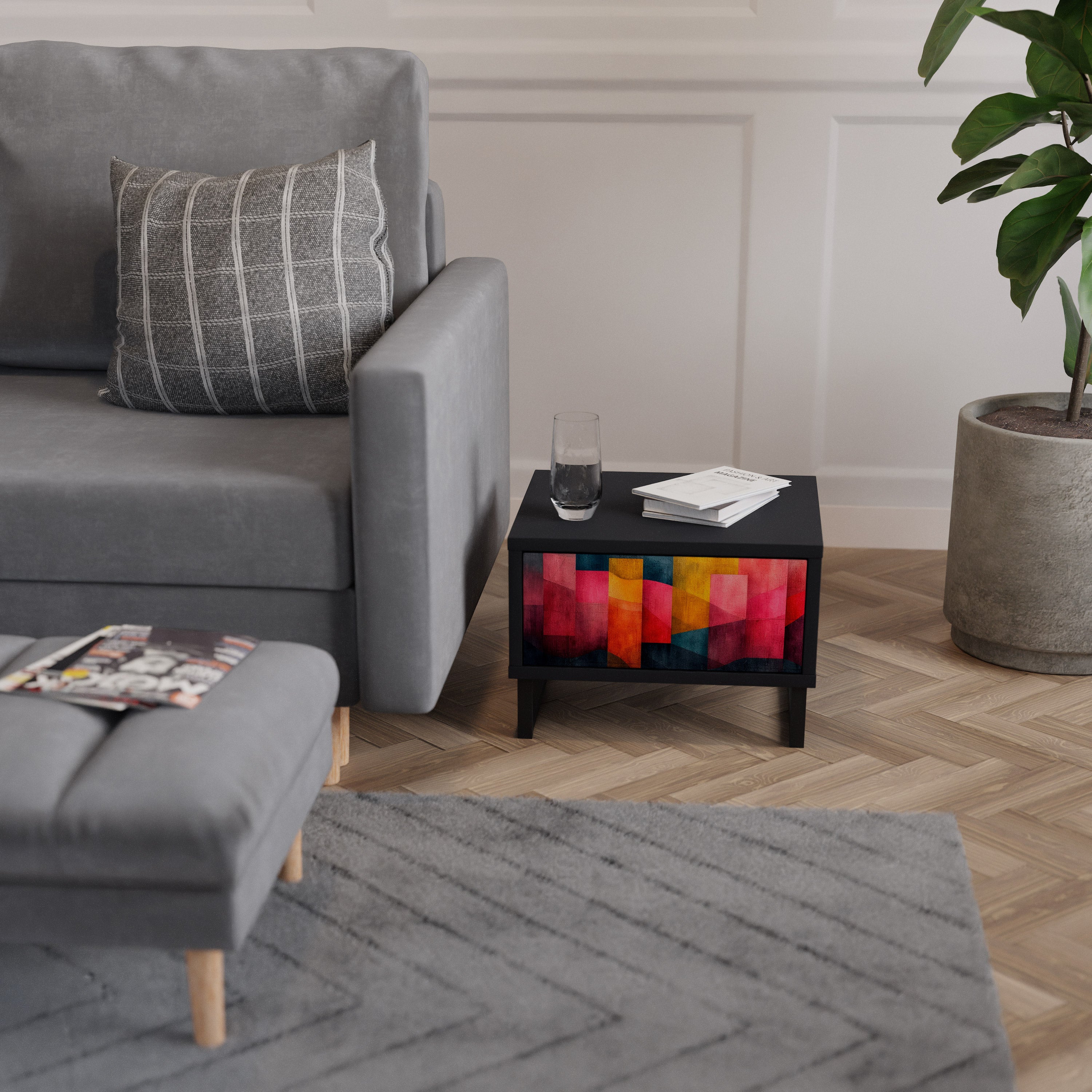 COLORFUL SOUNDS Nightstand in Black Finish