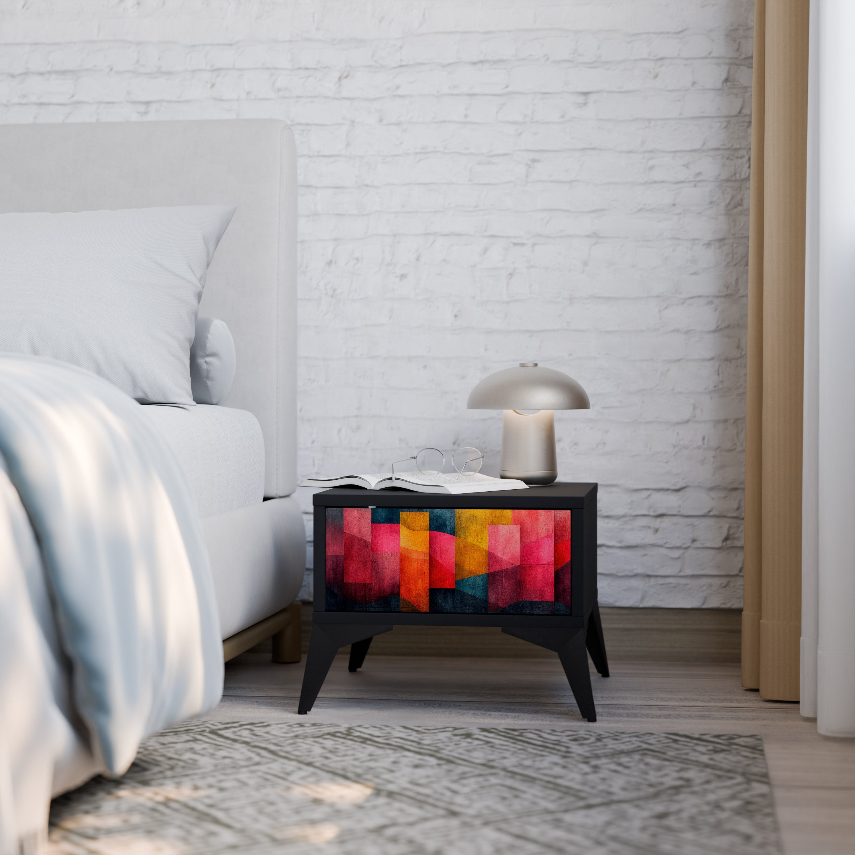 COLORFUL SOUNDS Nightstand in Black Finish