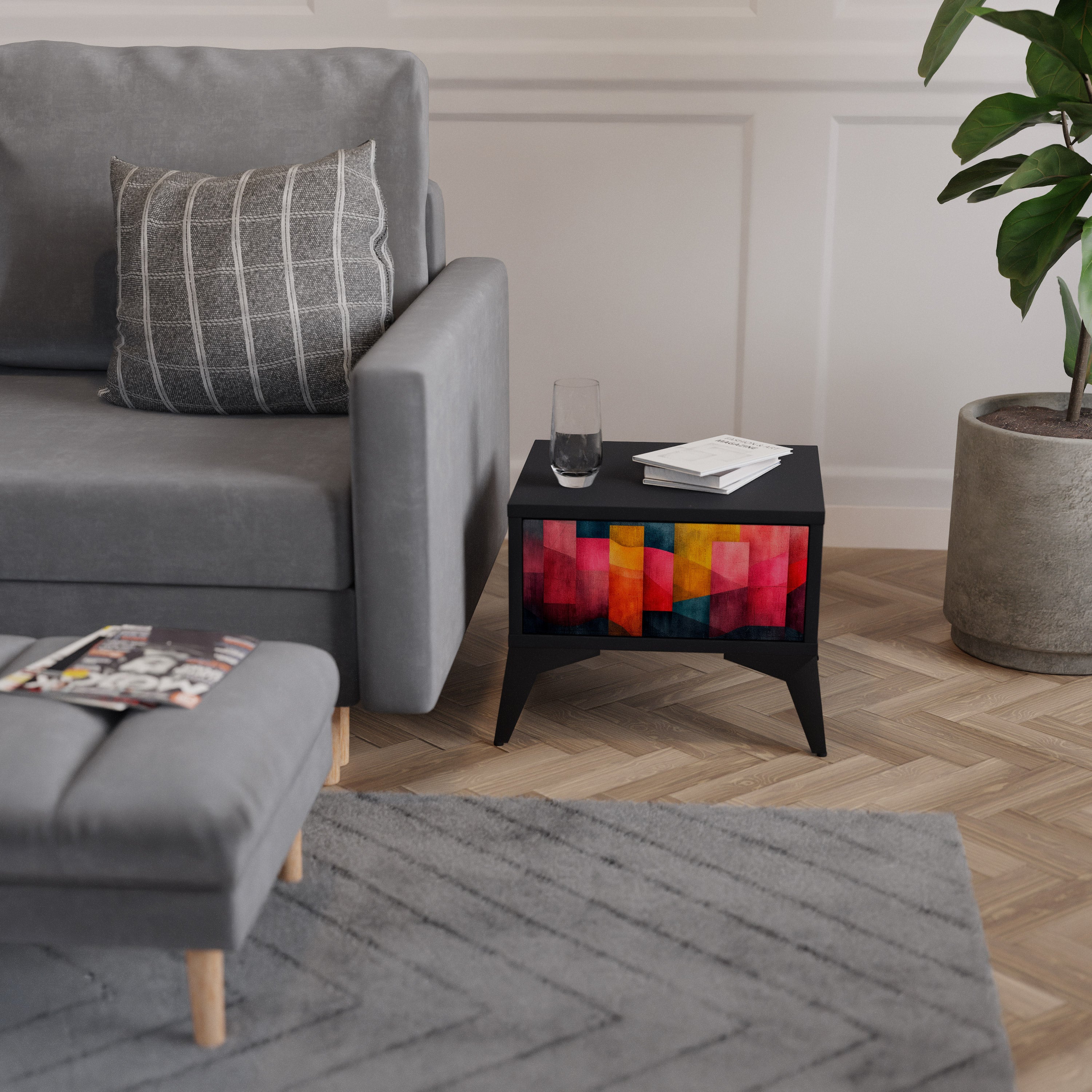 COLORFUL SOUNDS Nightstand in Black Finish