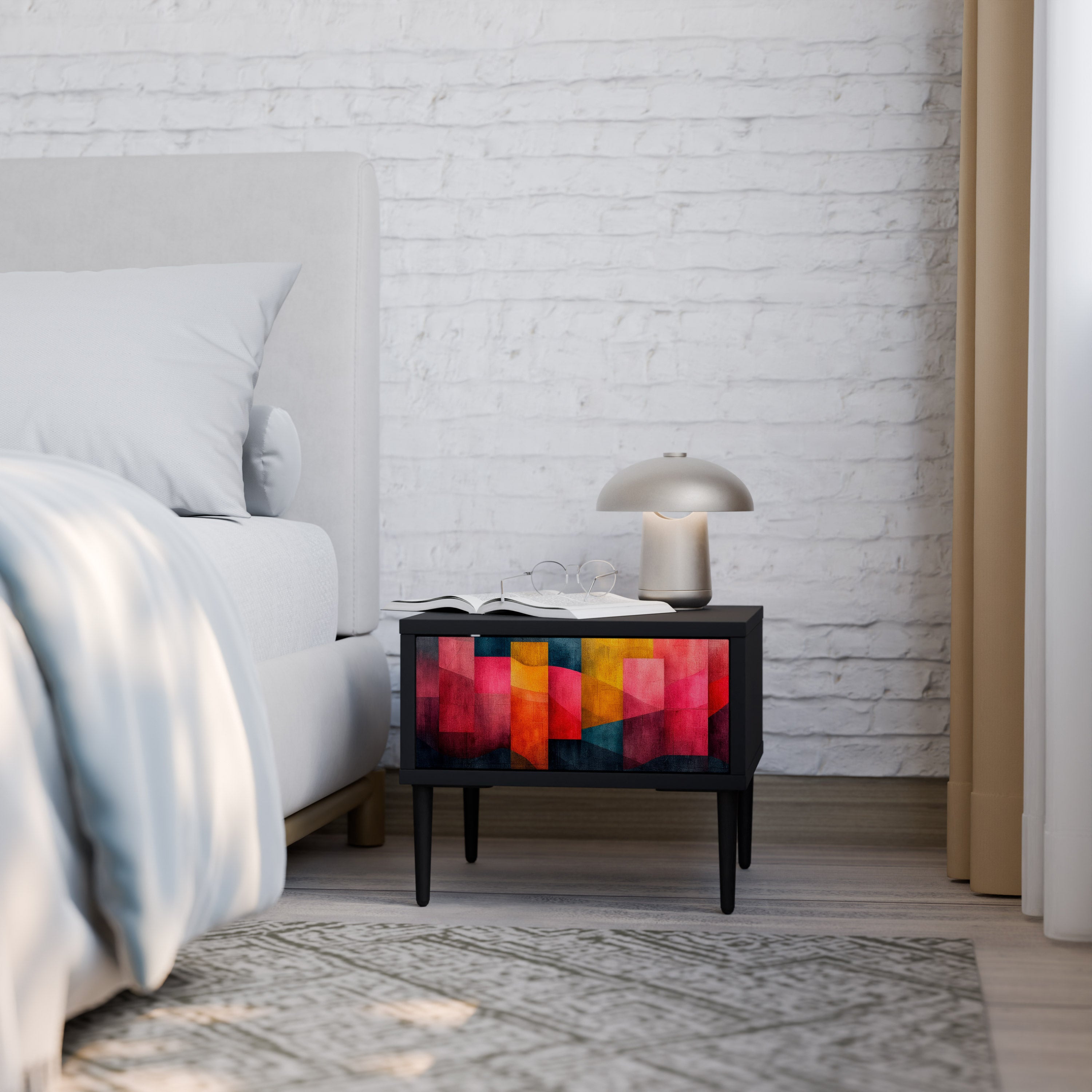COLORFUL SOUNDS Nightstand in Black Finish