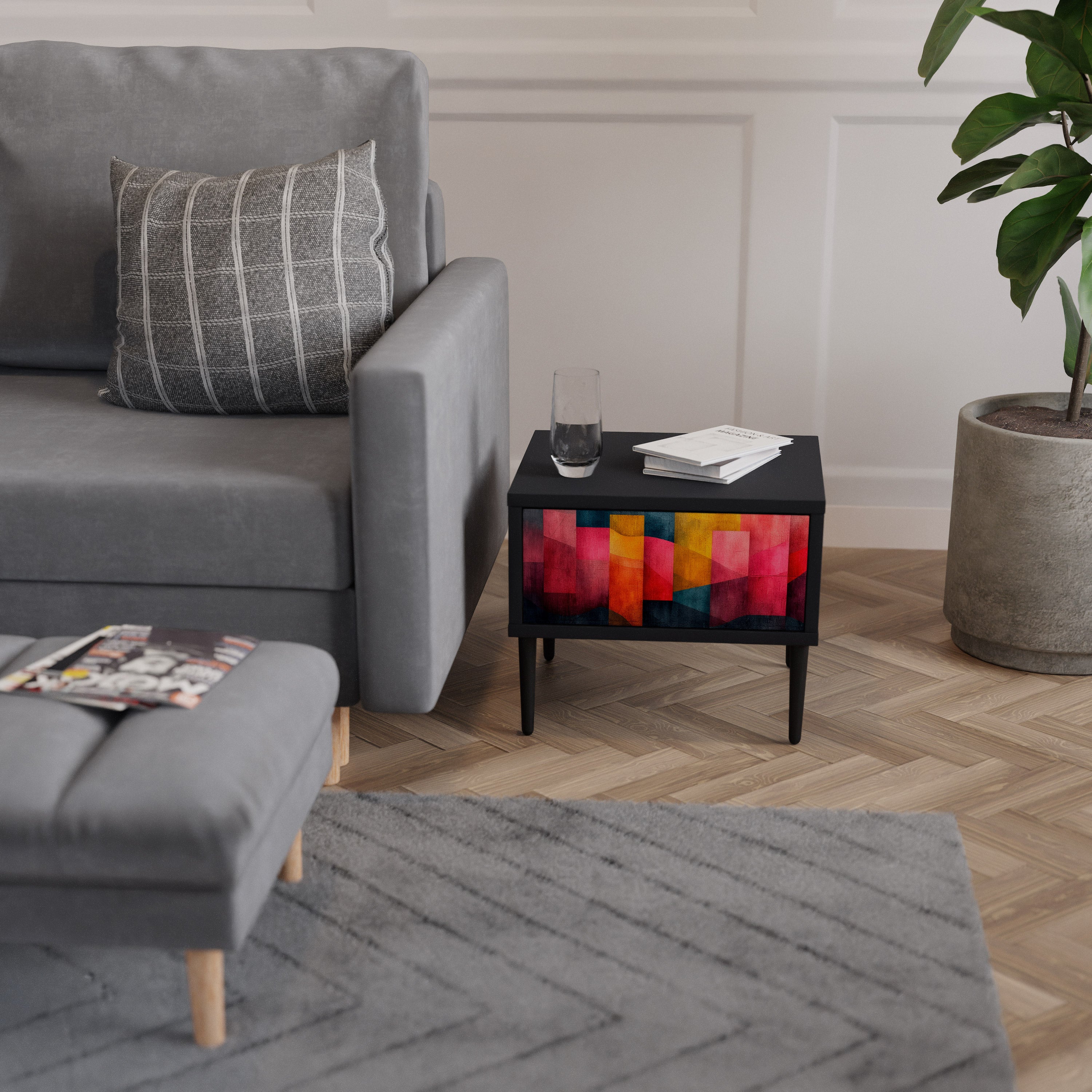 COLORFUL SOUNDS Nightstand in Black Finish